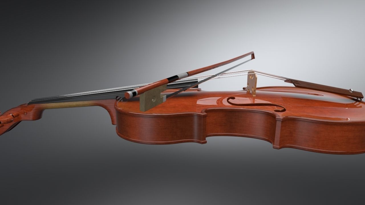 Violin Low-poly 3D model_5
