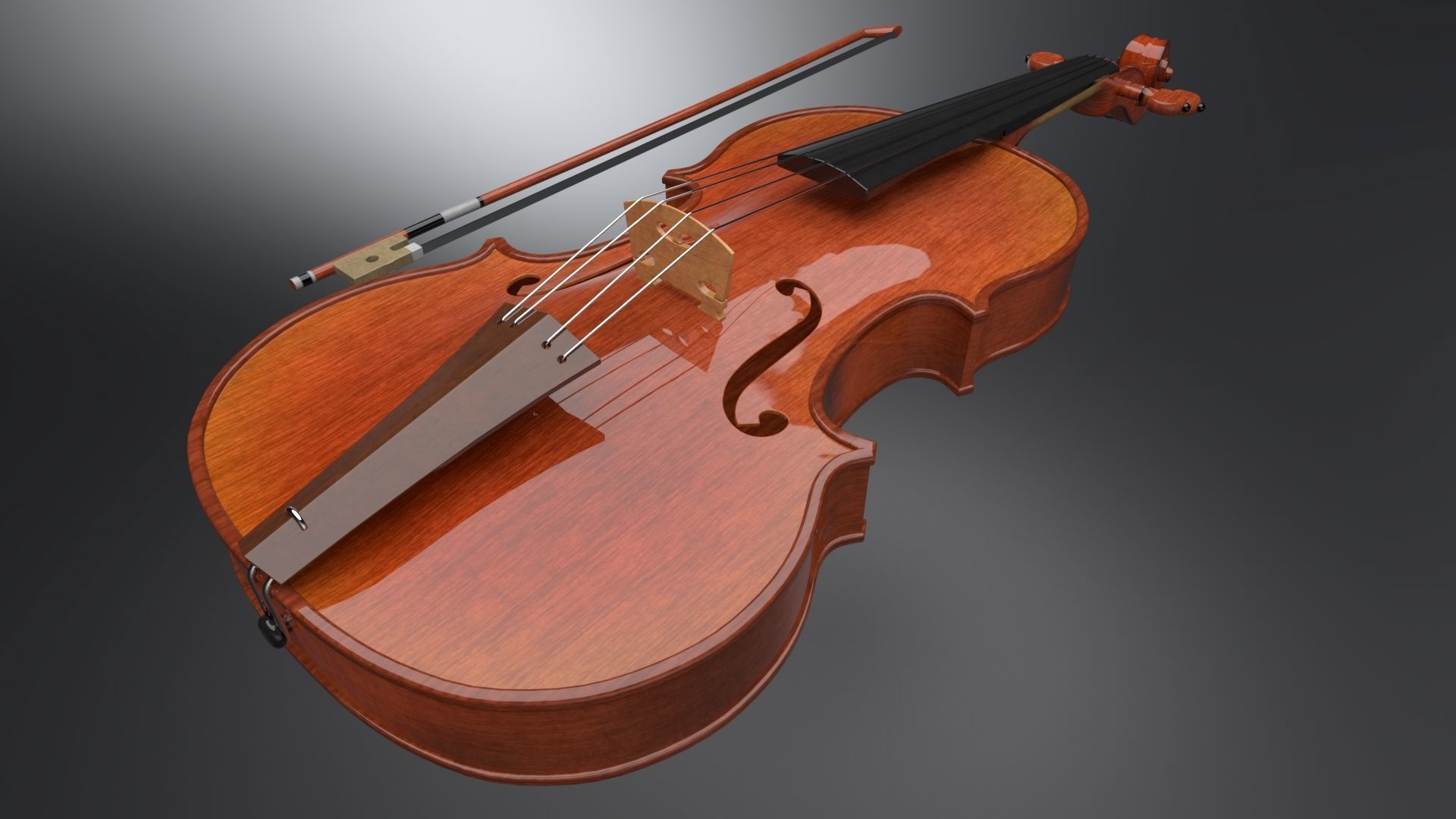 Violin Low-poly 3D model_3