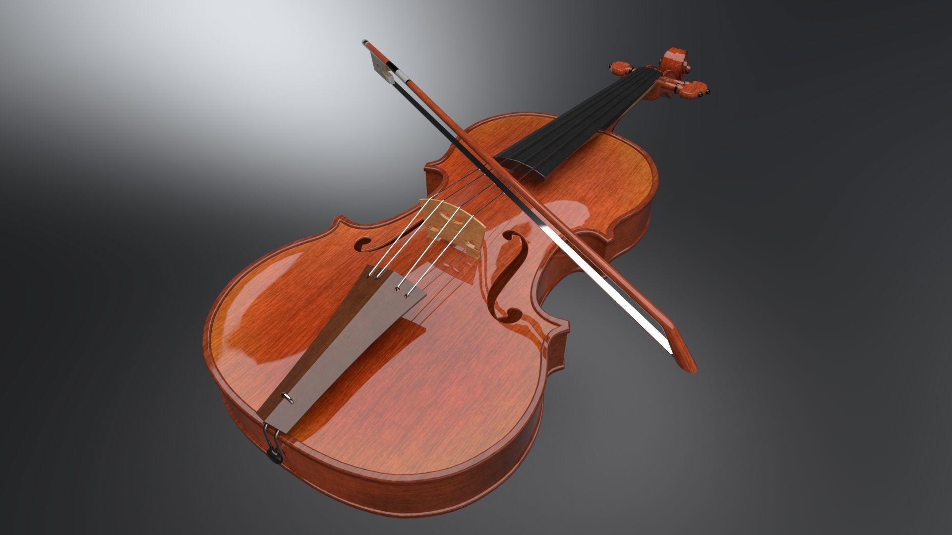 Violin Low-poly 3D model_2