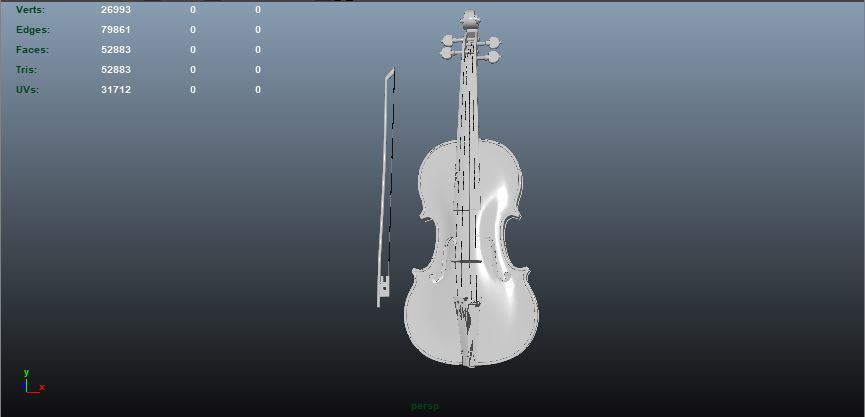 Violin Low-poly 3D model_8