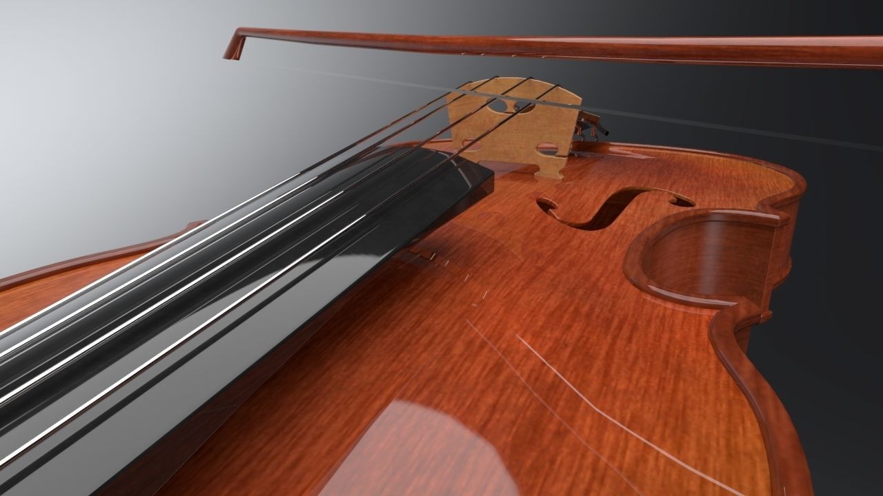 Violin Low-poly 3D model_4
