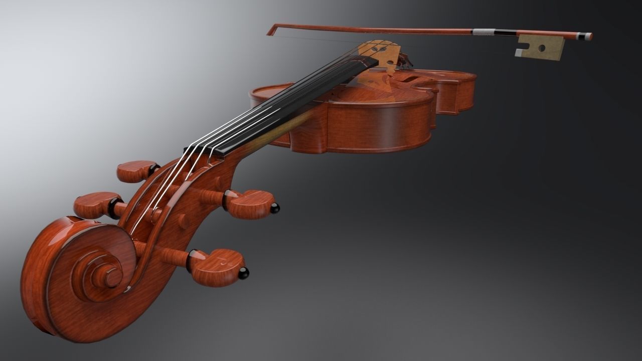 Violin Low-poly 3D model_7