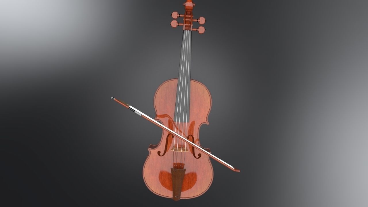 Violin Low-poly 3D model_6