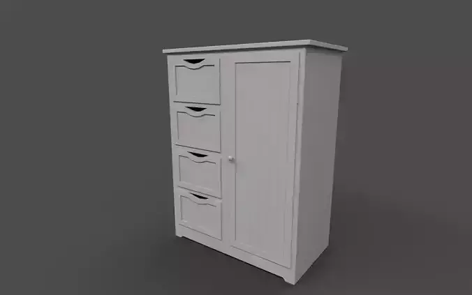 Cupboard with drawers Low-poly 3D model