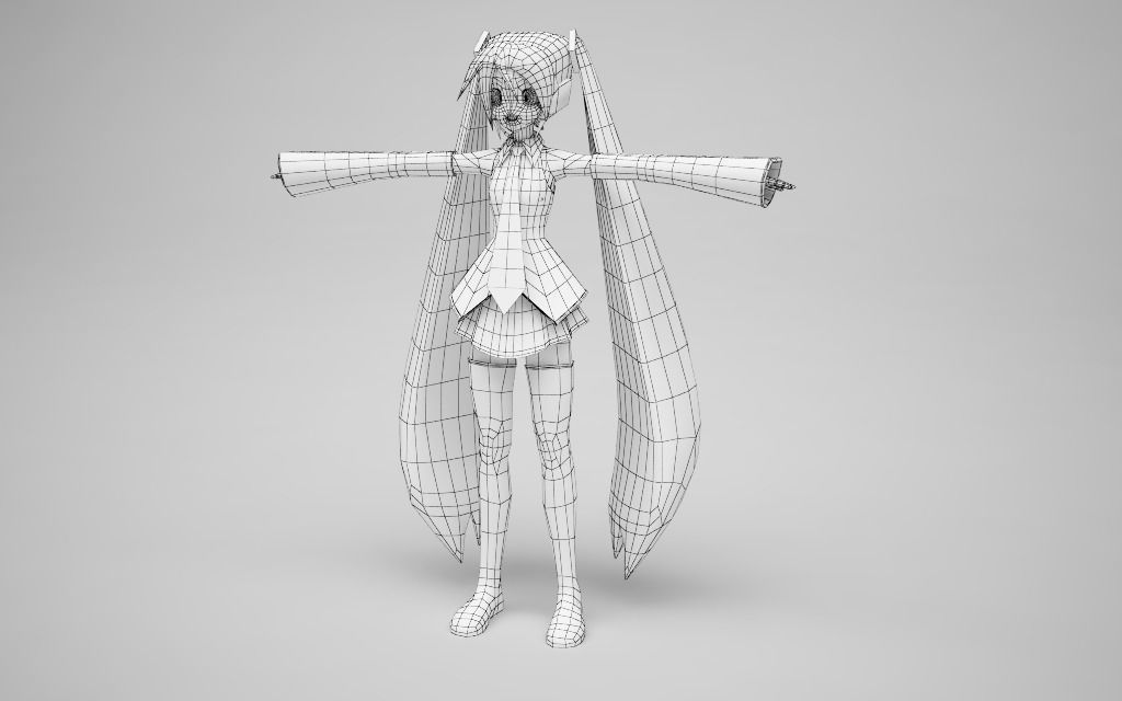 Hatsune Miku Free low-poly 3D model_3