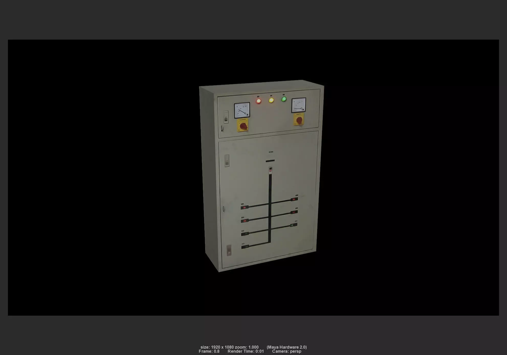 Electrical cabinet 03 Low-poly 3D model_0