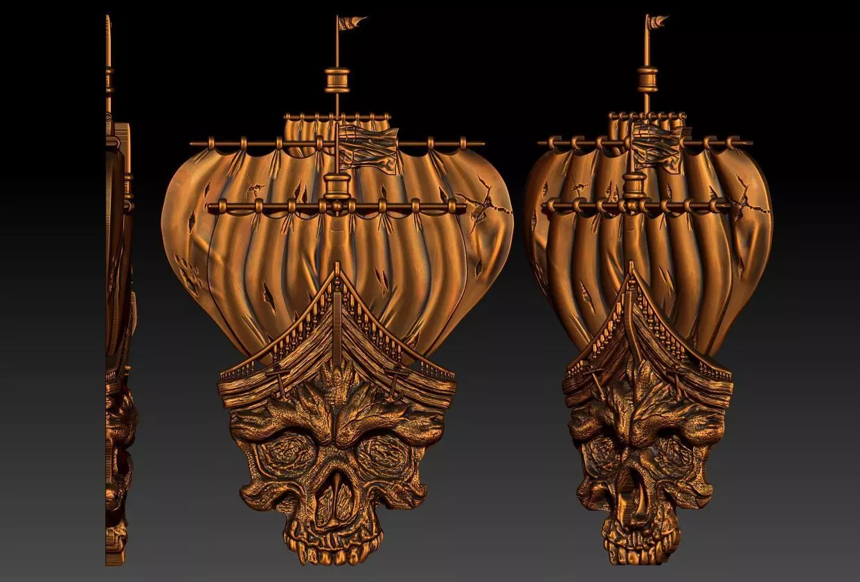 skull ship 3d stl model ghost 3D print model_0