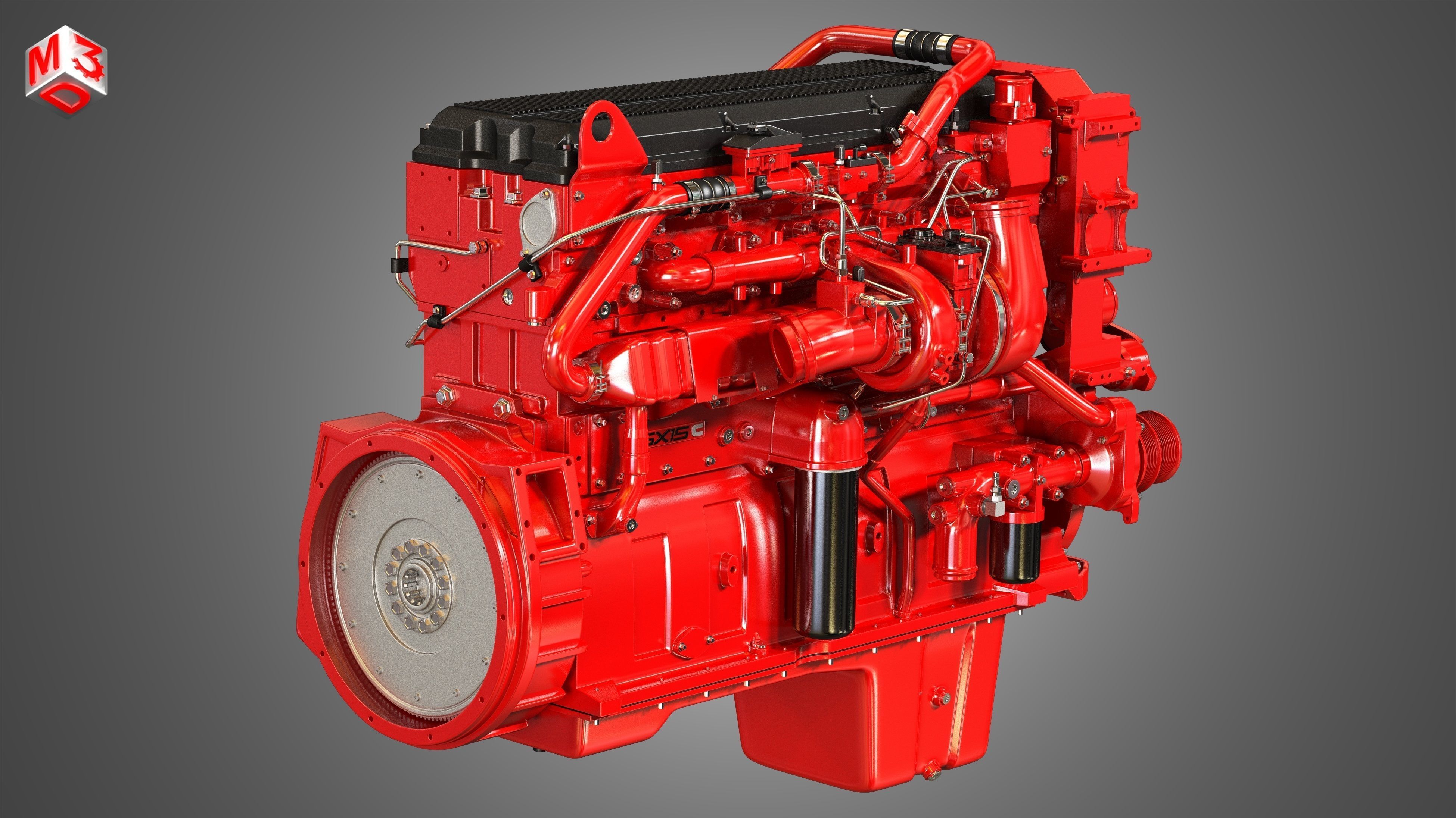 ISX15 Heavy Duty Truck Engine - 6 Cylinder Diesel Engine 3D model_2