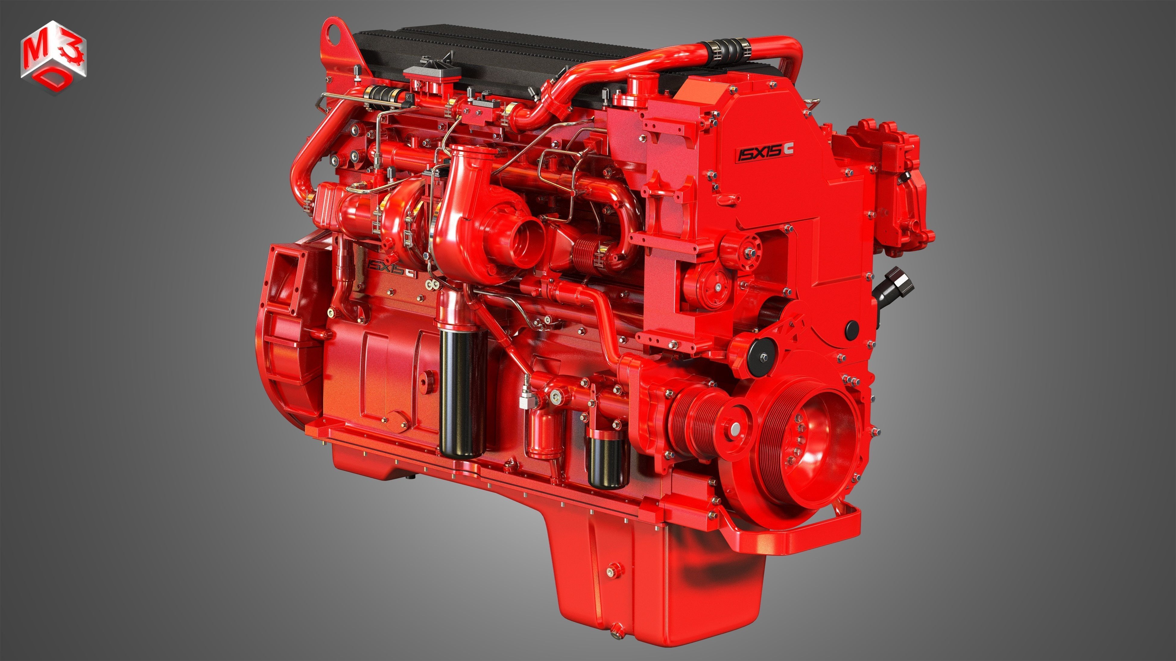 ISX15 Heavy Duty Truck Engine - 6 Cylinder Diesel Engine 3D model_3