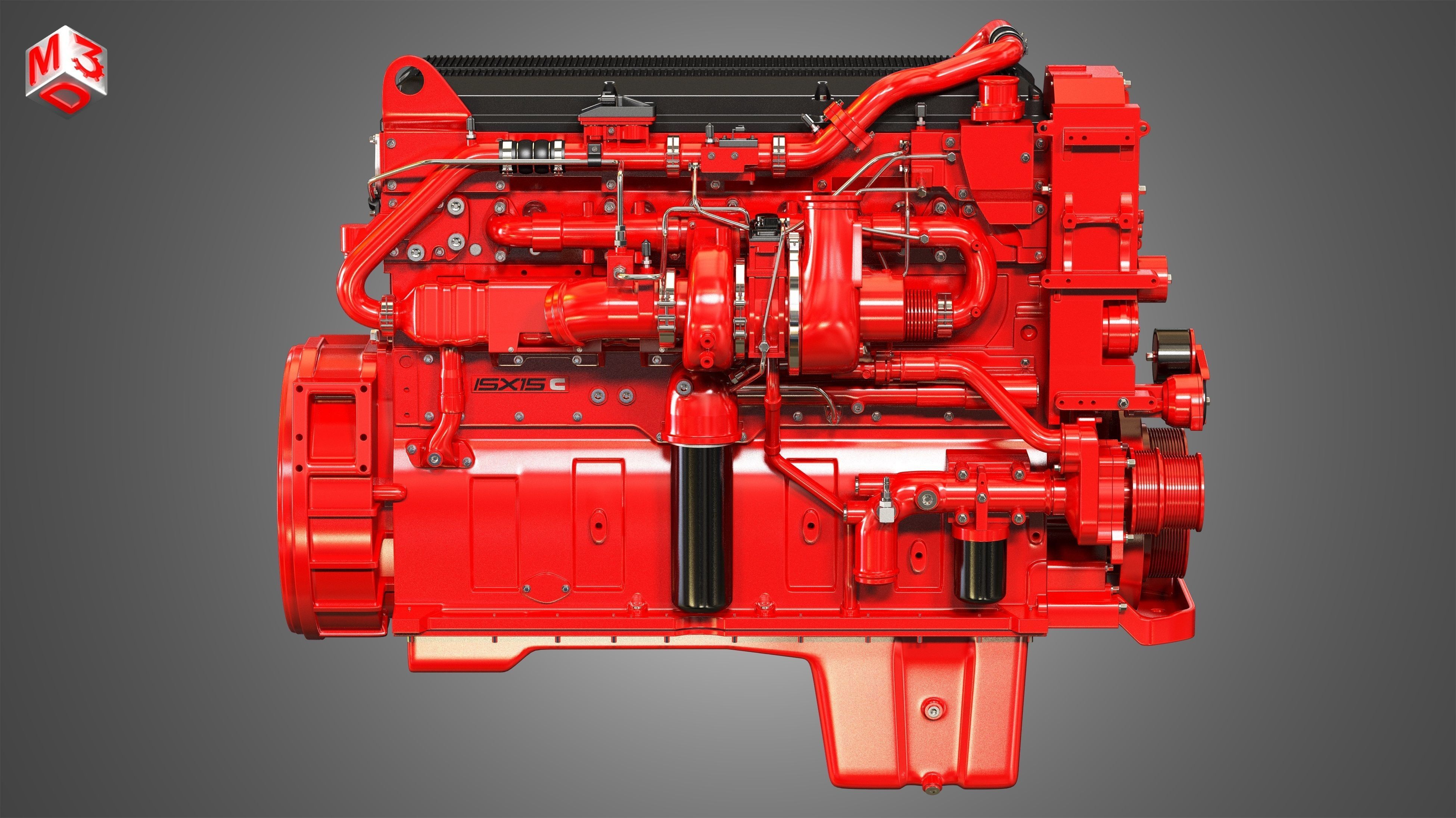 ISX15 Heavy Duty Truck Engine - 6 Cylinder Diesel Engine 3D model_6