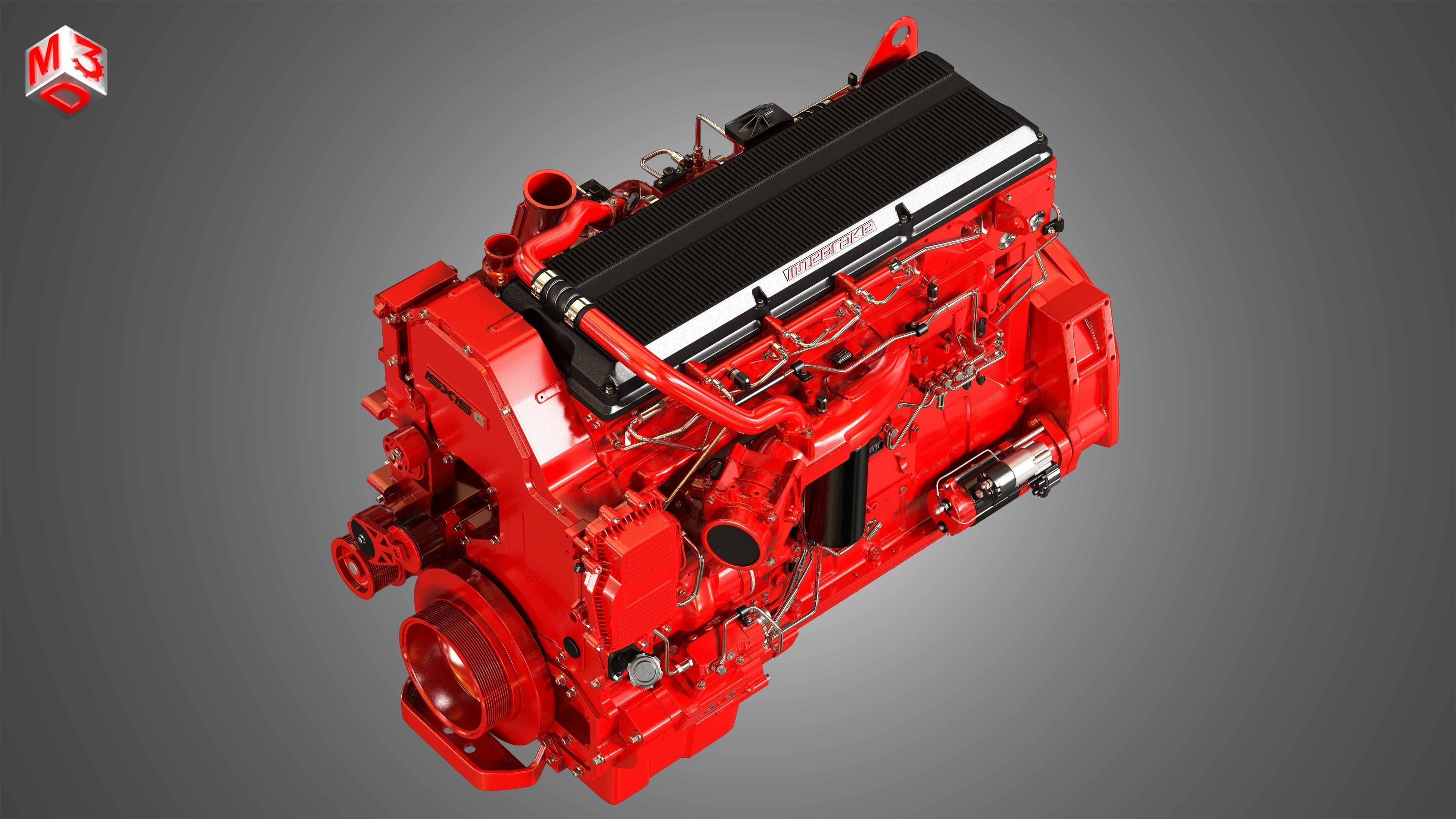 ISX15 Heavy Duty Truck Engine - 6 Cylinder Diesel Engine 3D model_11