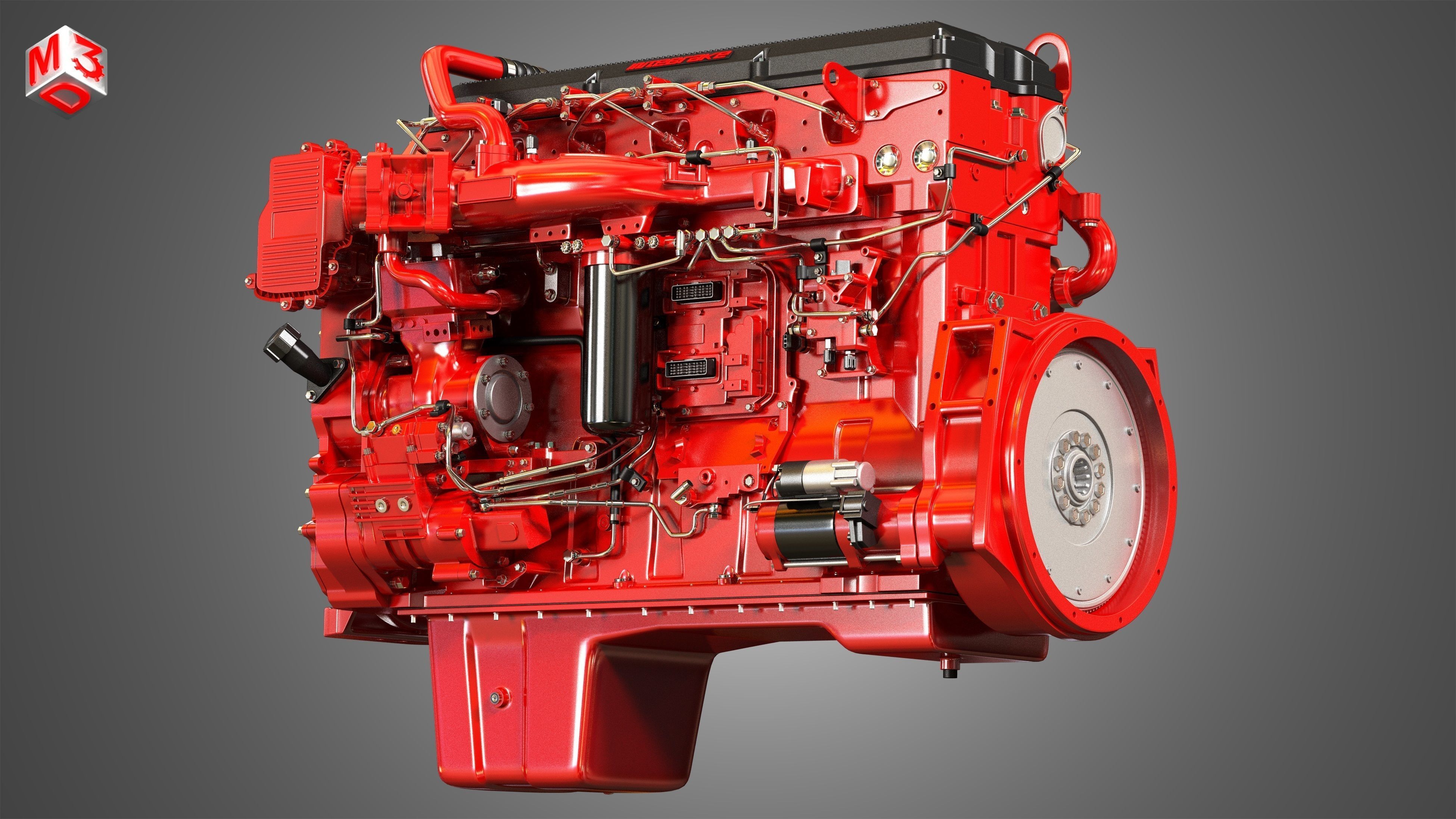 ISX15 Heavy Duty Truck Engine - 6 Cylinder Diesel Engine 3D model_10