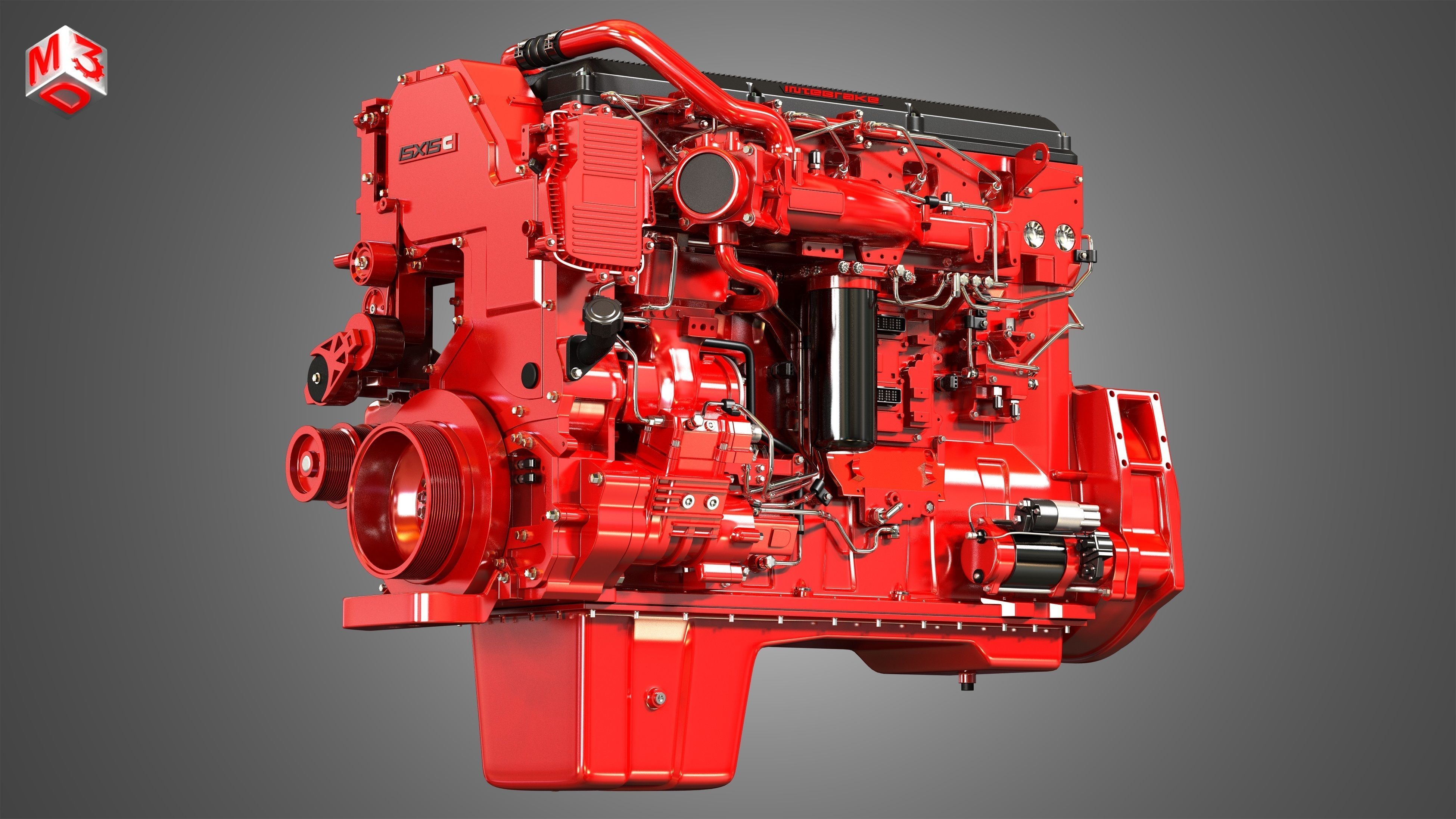 ISX15 Heavy Duty Truck Engine - 6 Cylinder Diesel Engine 3D model_7