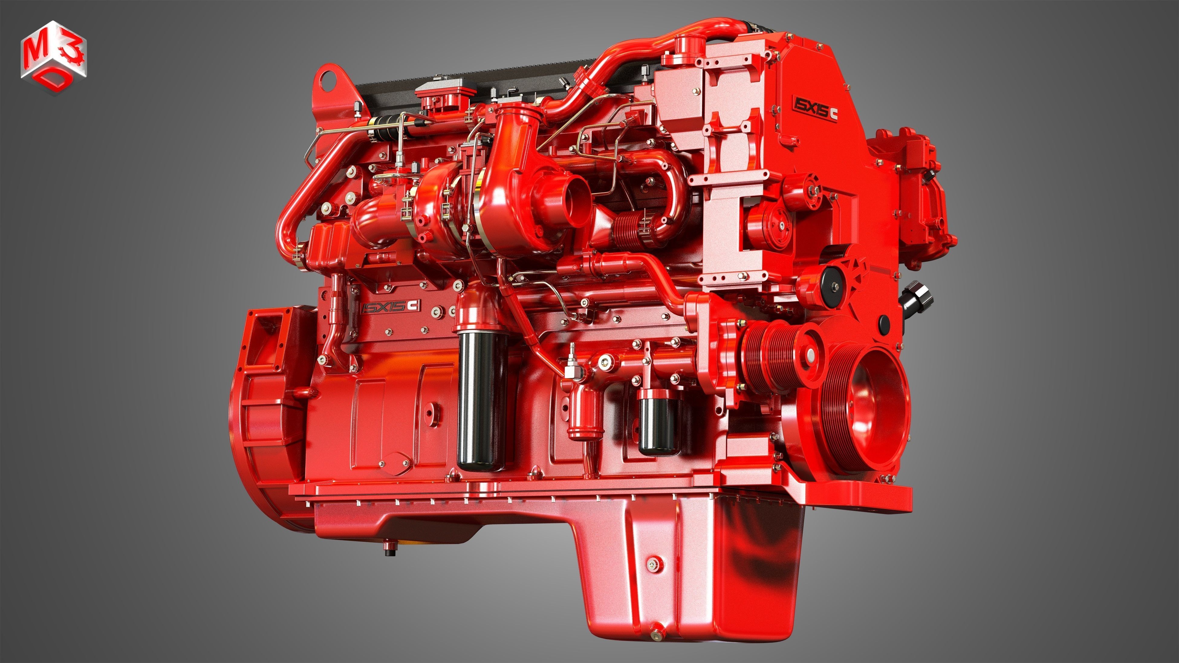 ISX15 Heavy Duty Truck Engine - 6 Cylinder Diesel Engine 3D model_9