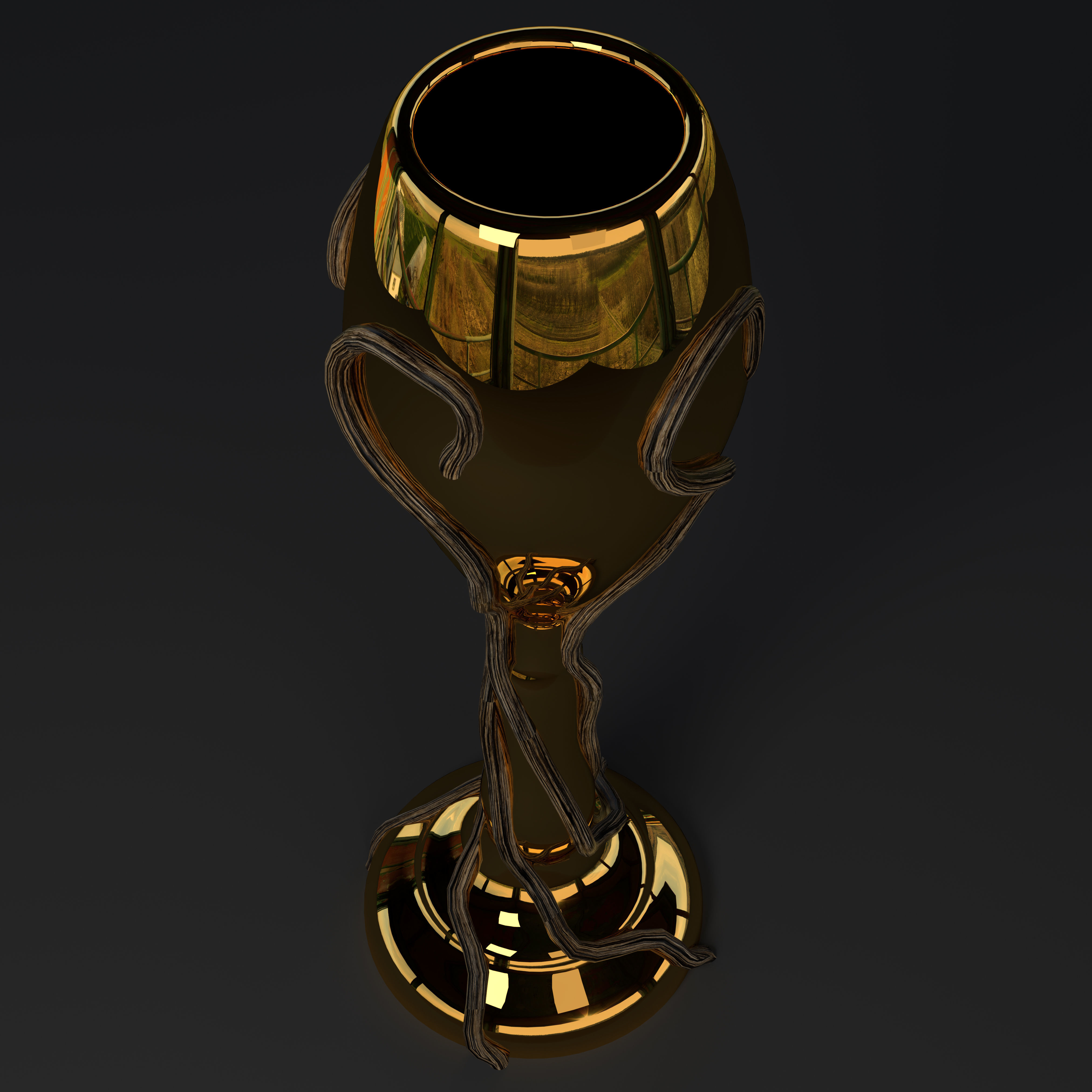 Cup with wood brenches  3D model_3