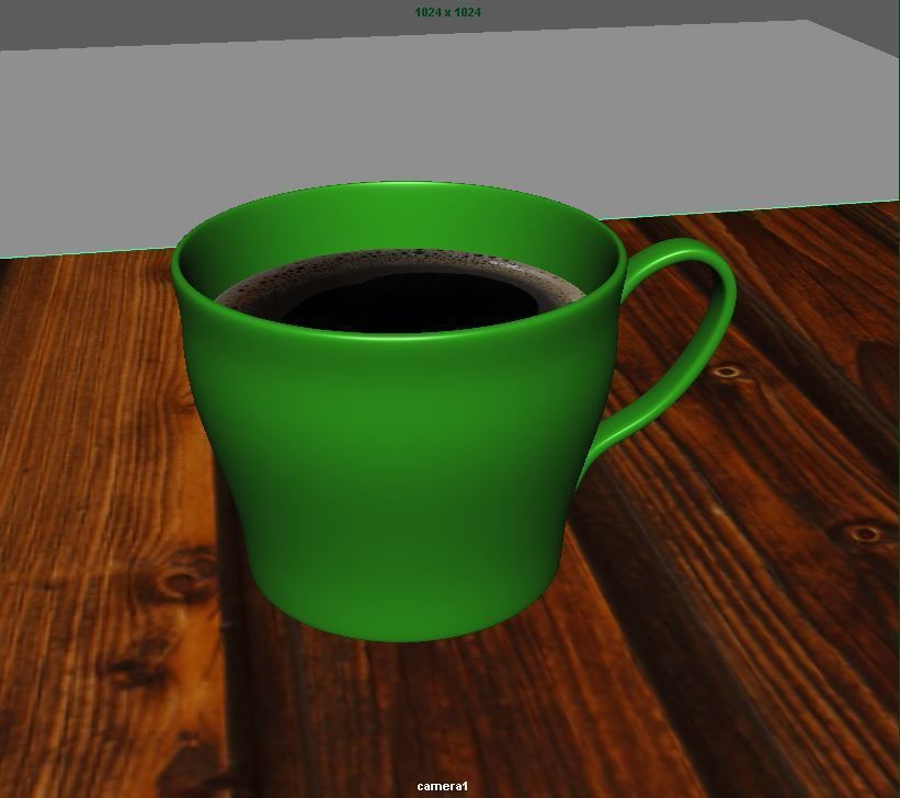 3D Cup of coffee on wooden table Low-poly 3D model_4