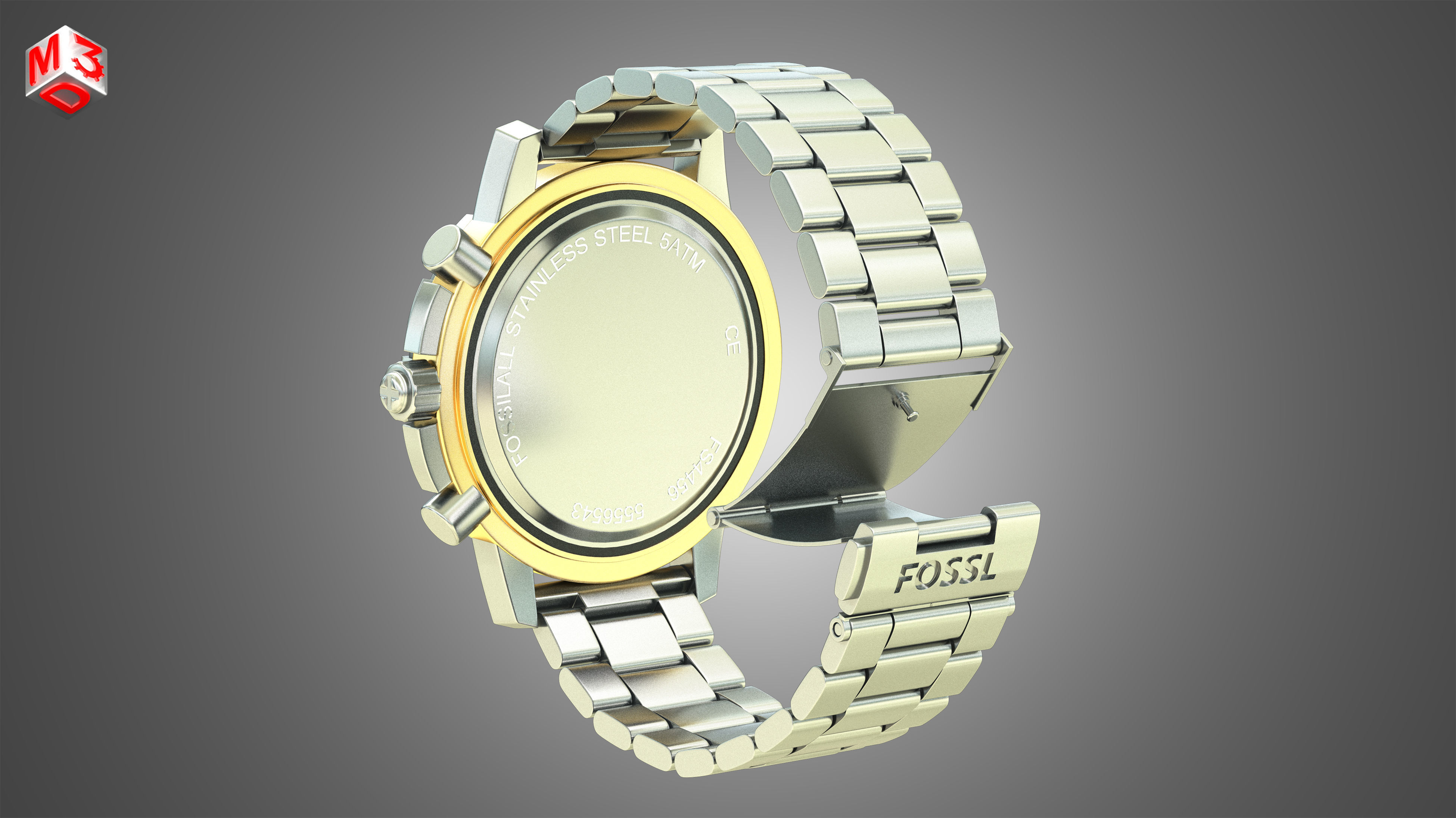 Fossl Watch 3D model_2