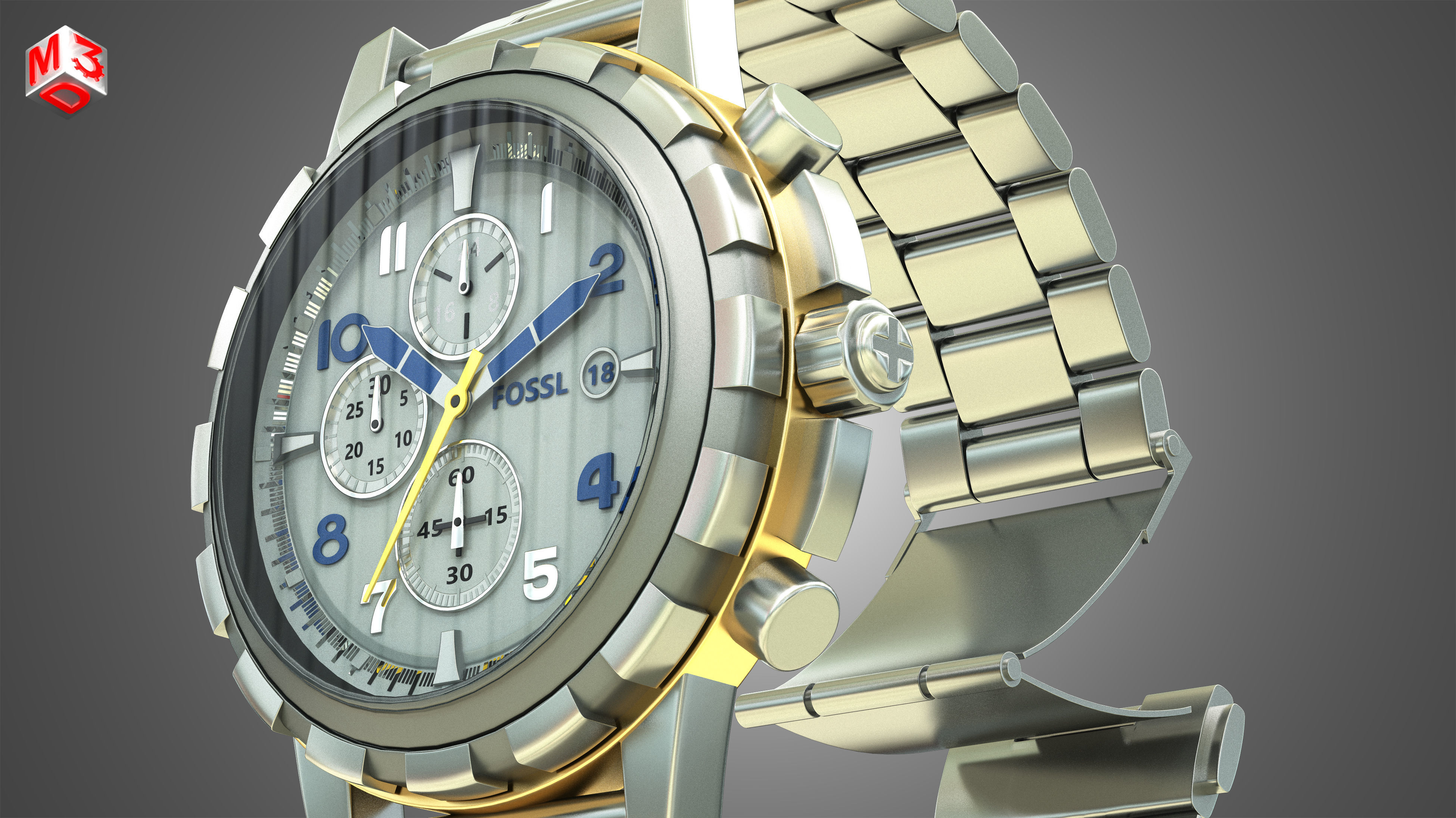 Fossl Watch 3D model_8