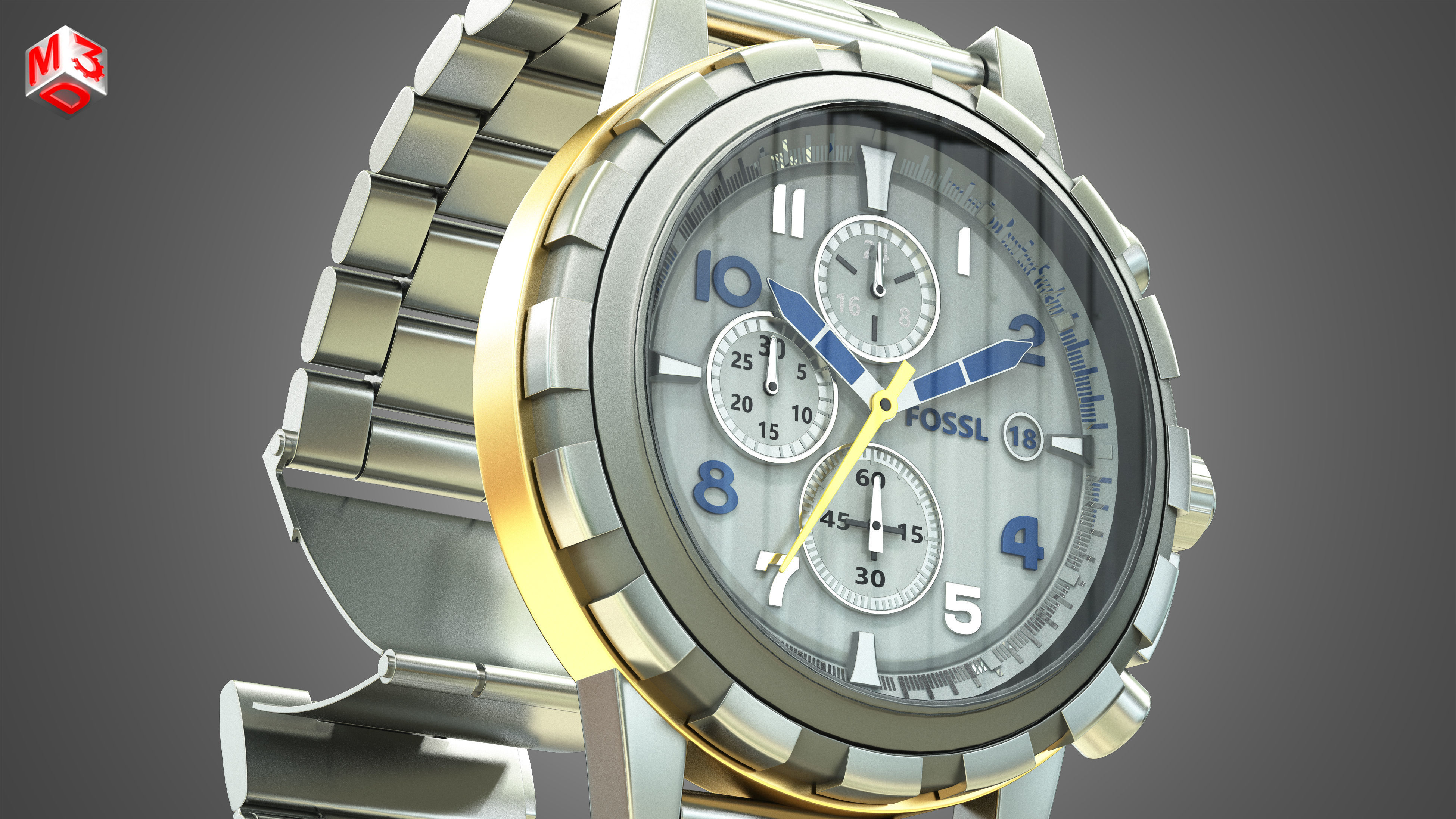 Fossl Watch 3D model_9