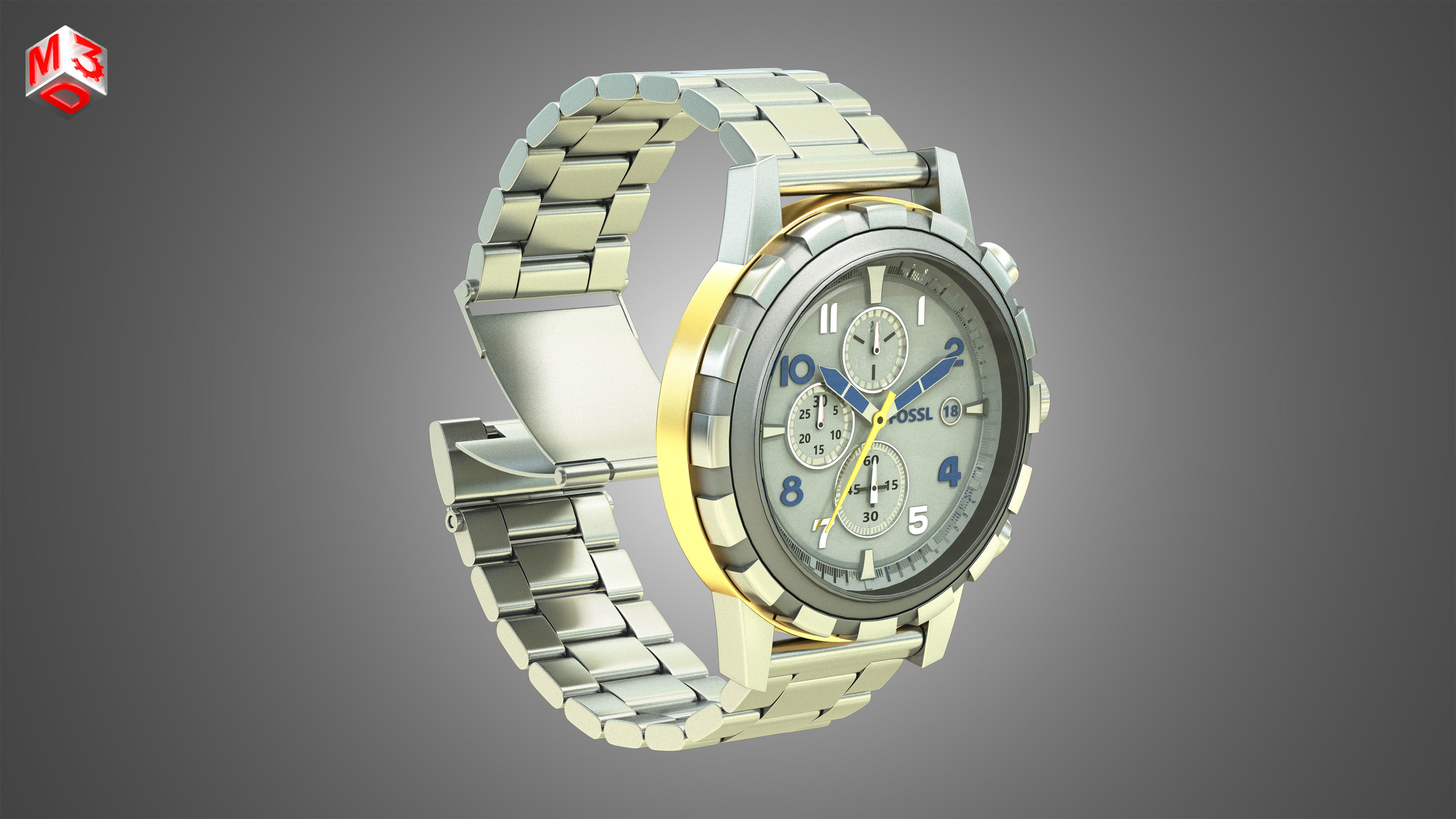 Fossl Watch 3D model_1