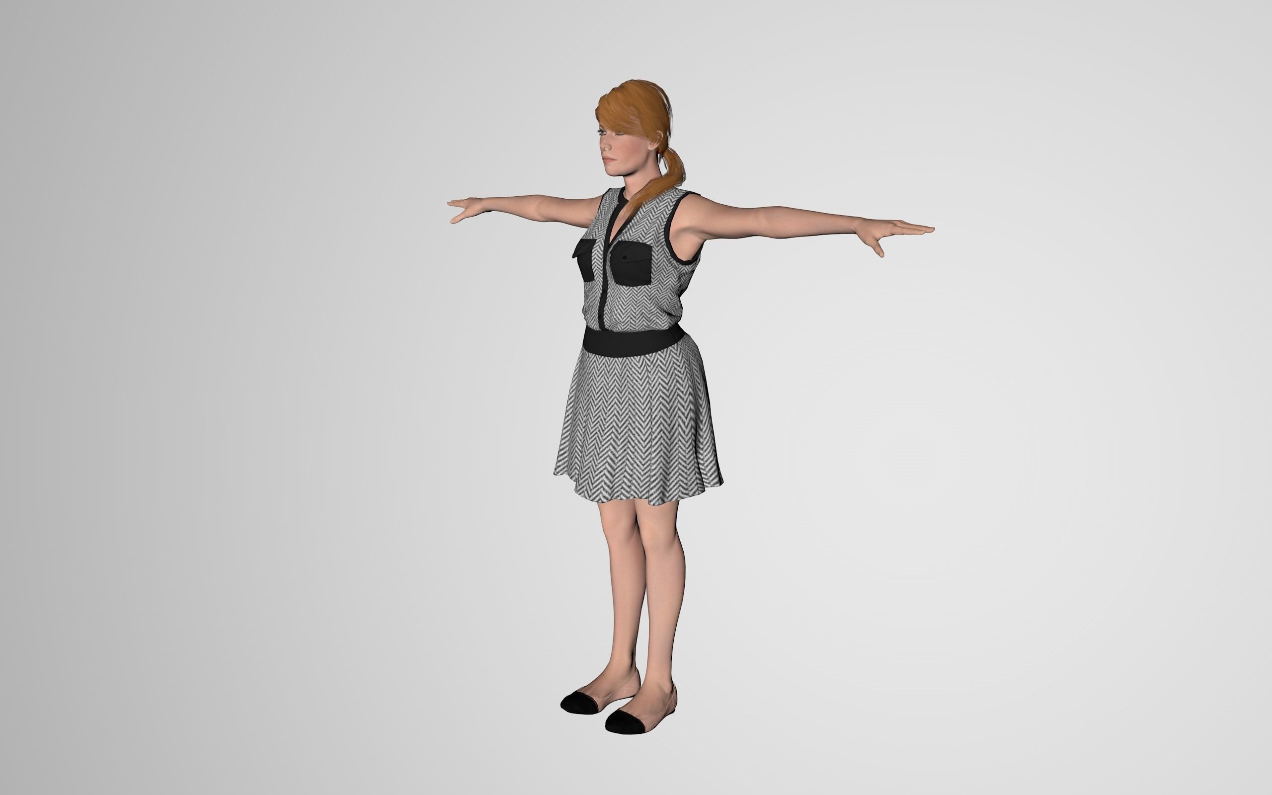 Rigged Female Model Paula 3D model_1