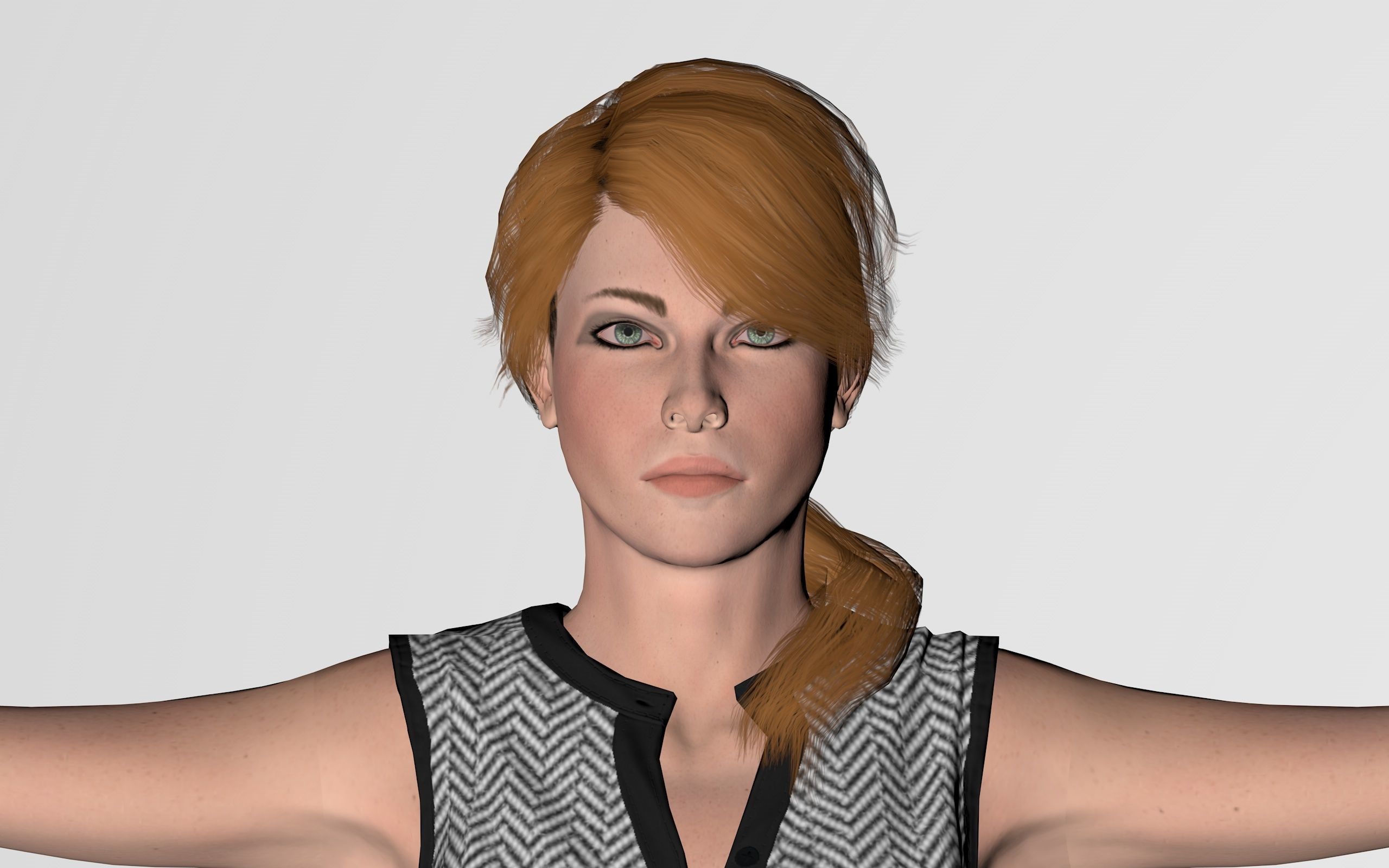 Rigged Female Model Paula 3D model_3