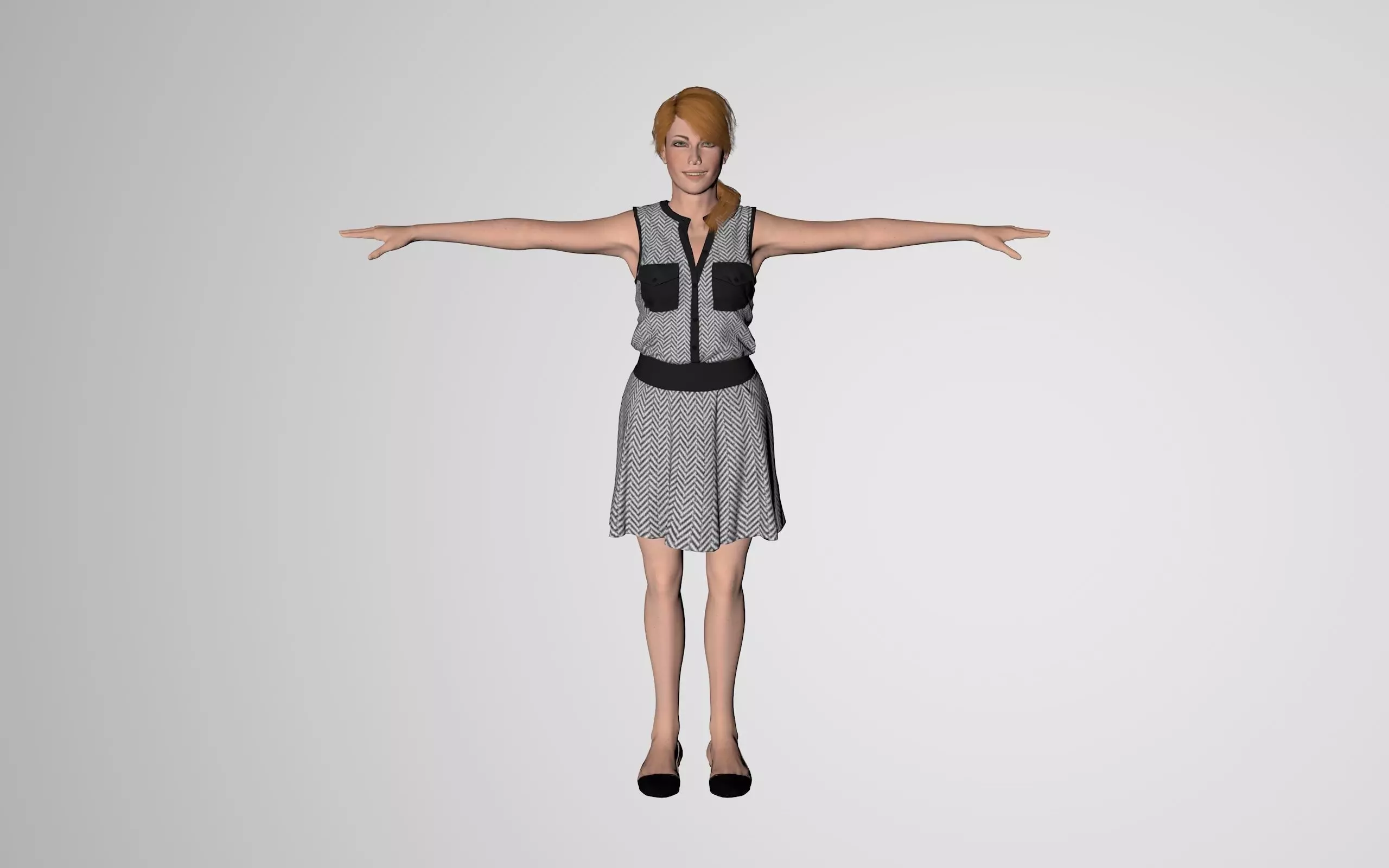 Rigged Female Model Paula 3D model_0