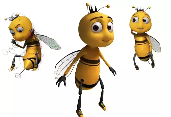 Bee Cartoon Rigged model 3D model