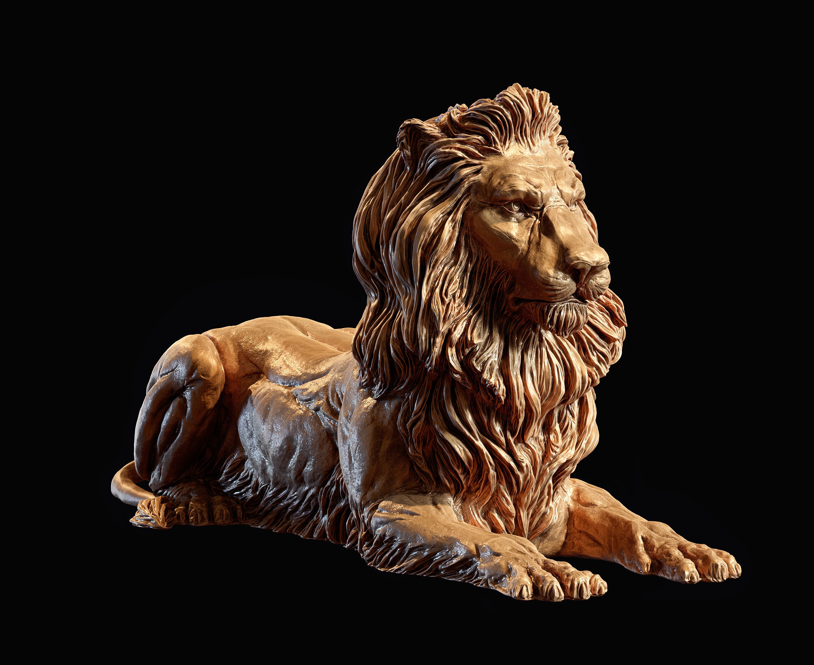 Recumbent Lion Sculpture 3d print model 3D print model_1