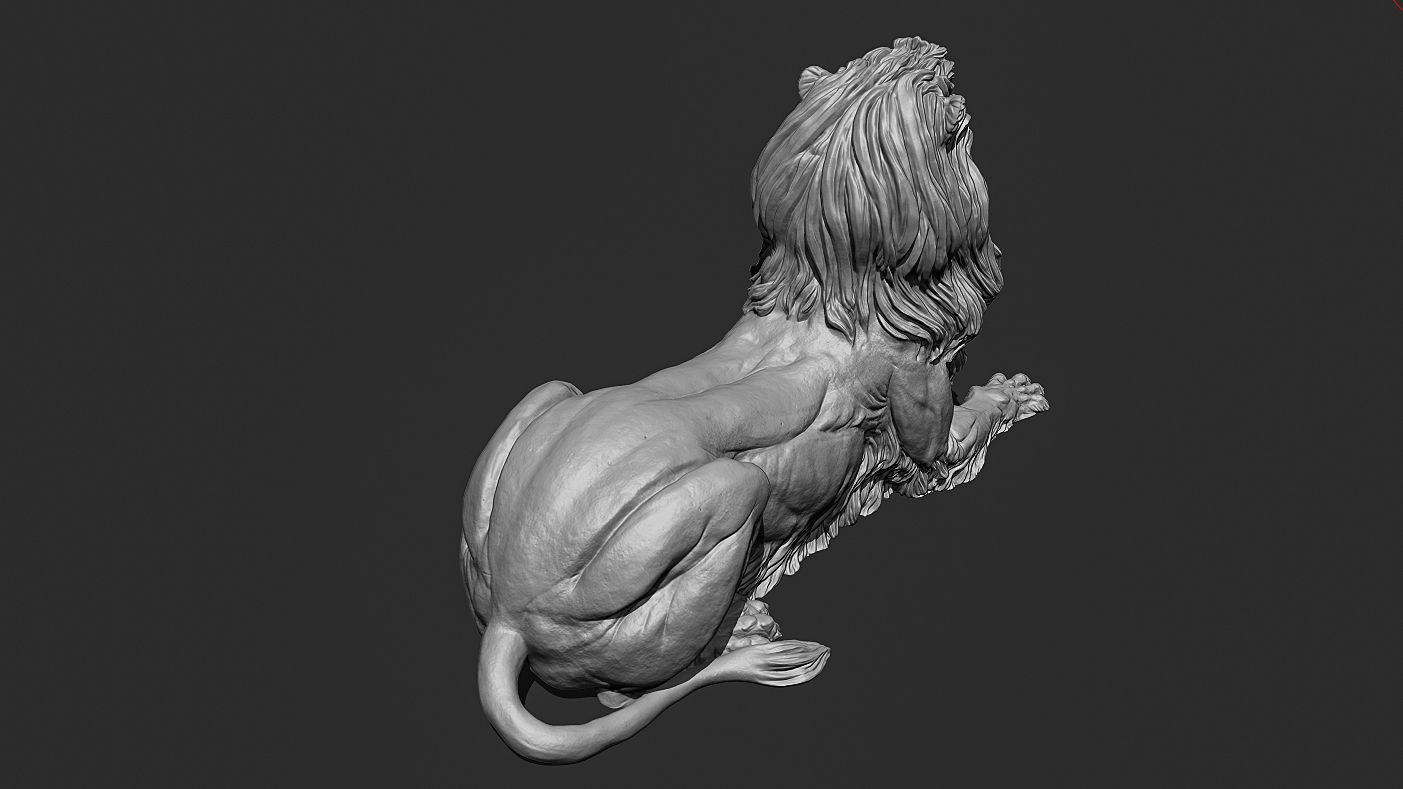 Recumbent Lion Sculpture 3d print model 3D print model_13