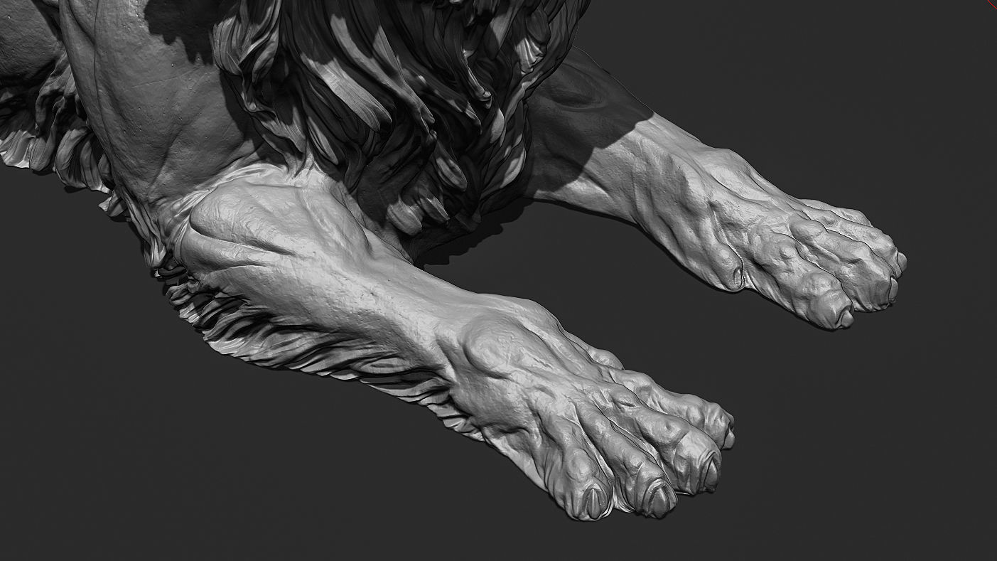 Recumbent Lion Sculpture 3d print model 3D print model_19