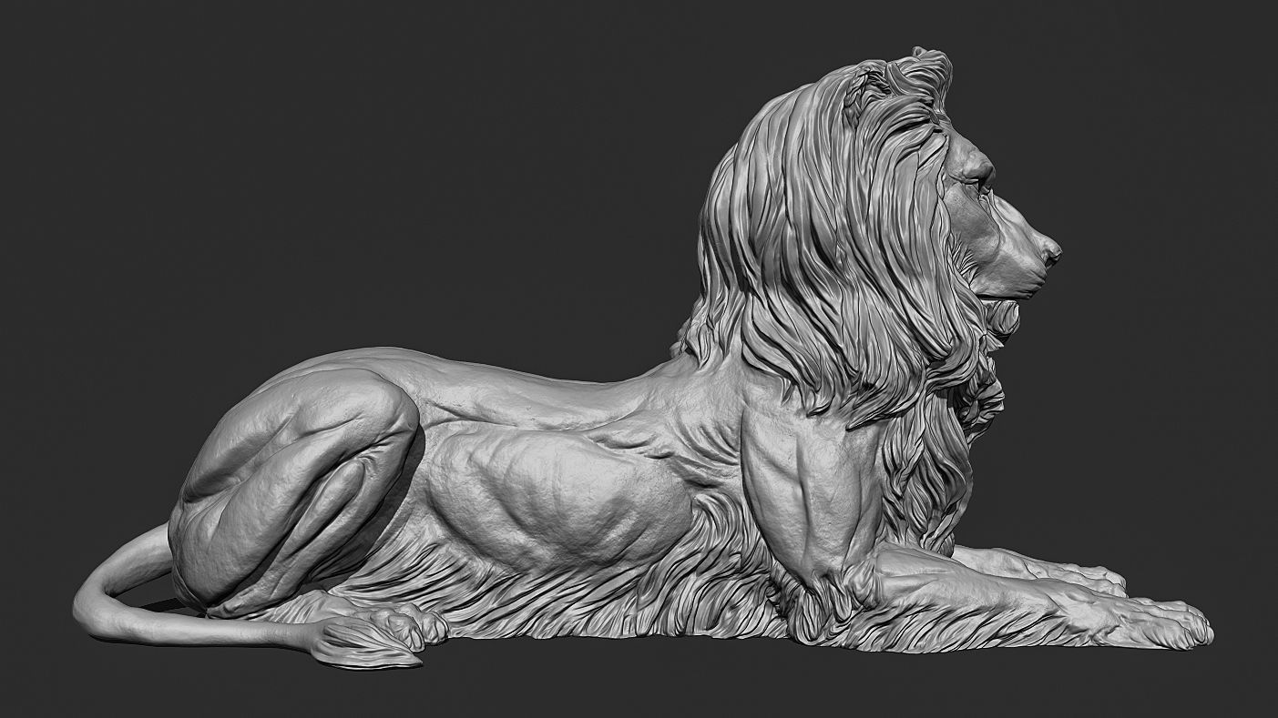 Recumbent Lion Sculpture 3d print model 3D print model_10