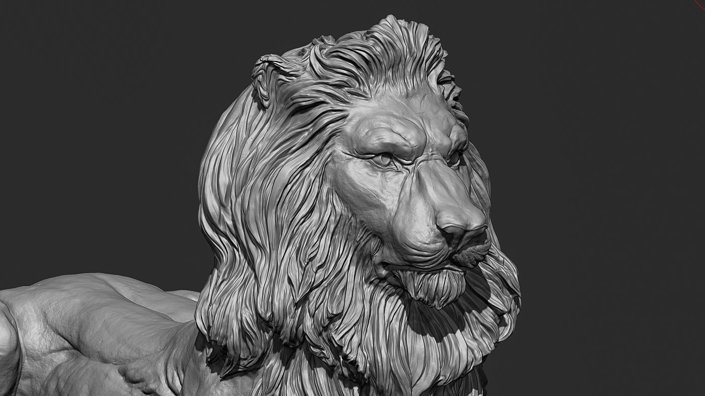 Recumbent Lion Sculpture 3d print model 3D print model_16