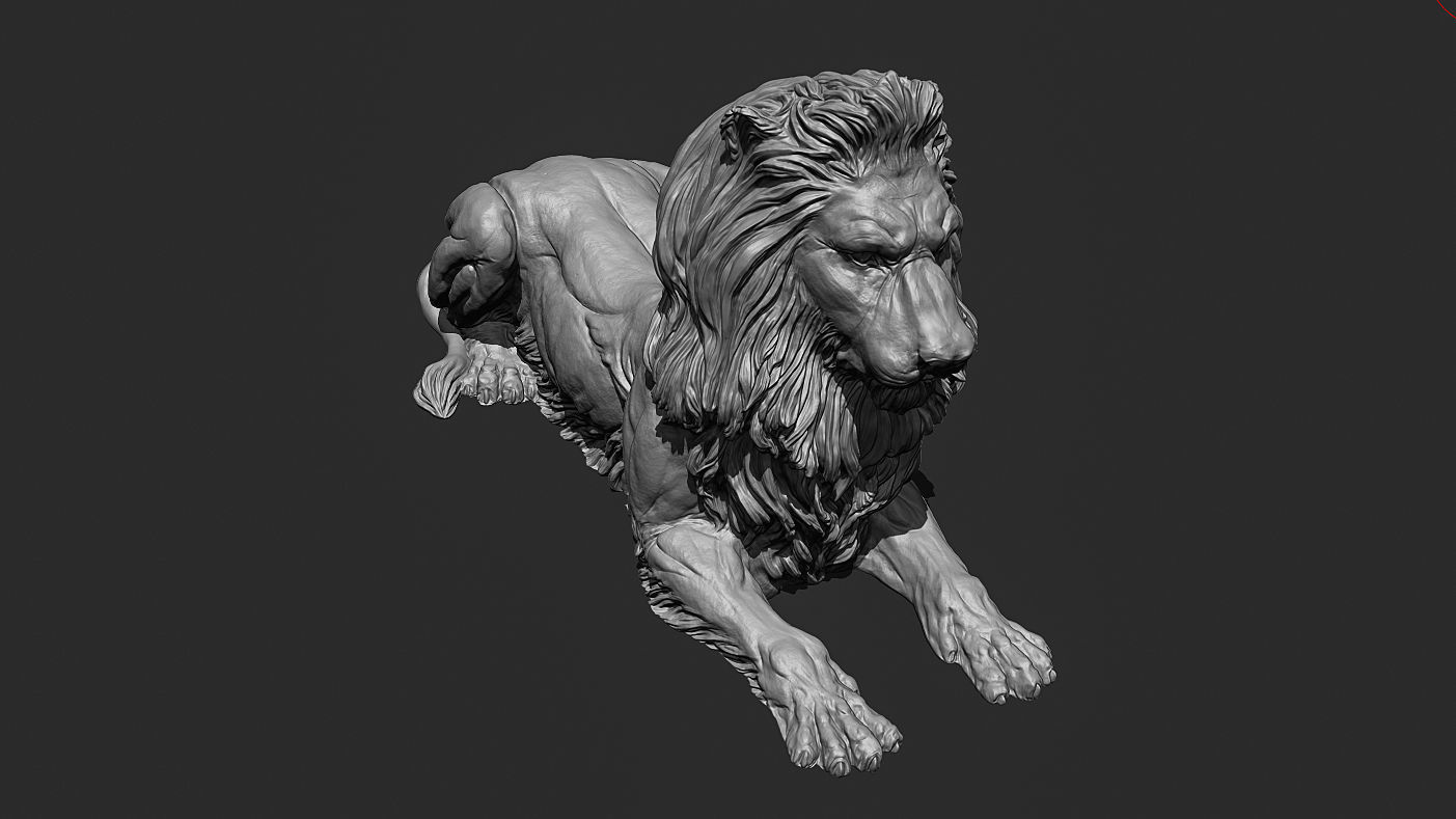 Recumbent Lion Sculpture 3d print model 3D print model_11