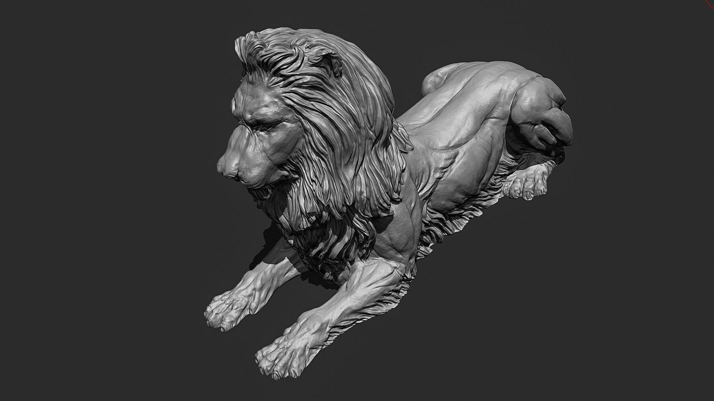 Recumbent Lion Sculpture 3d print model 3D print model_14