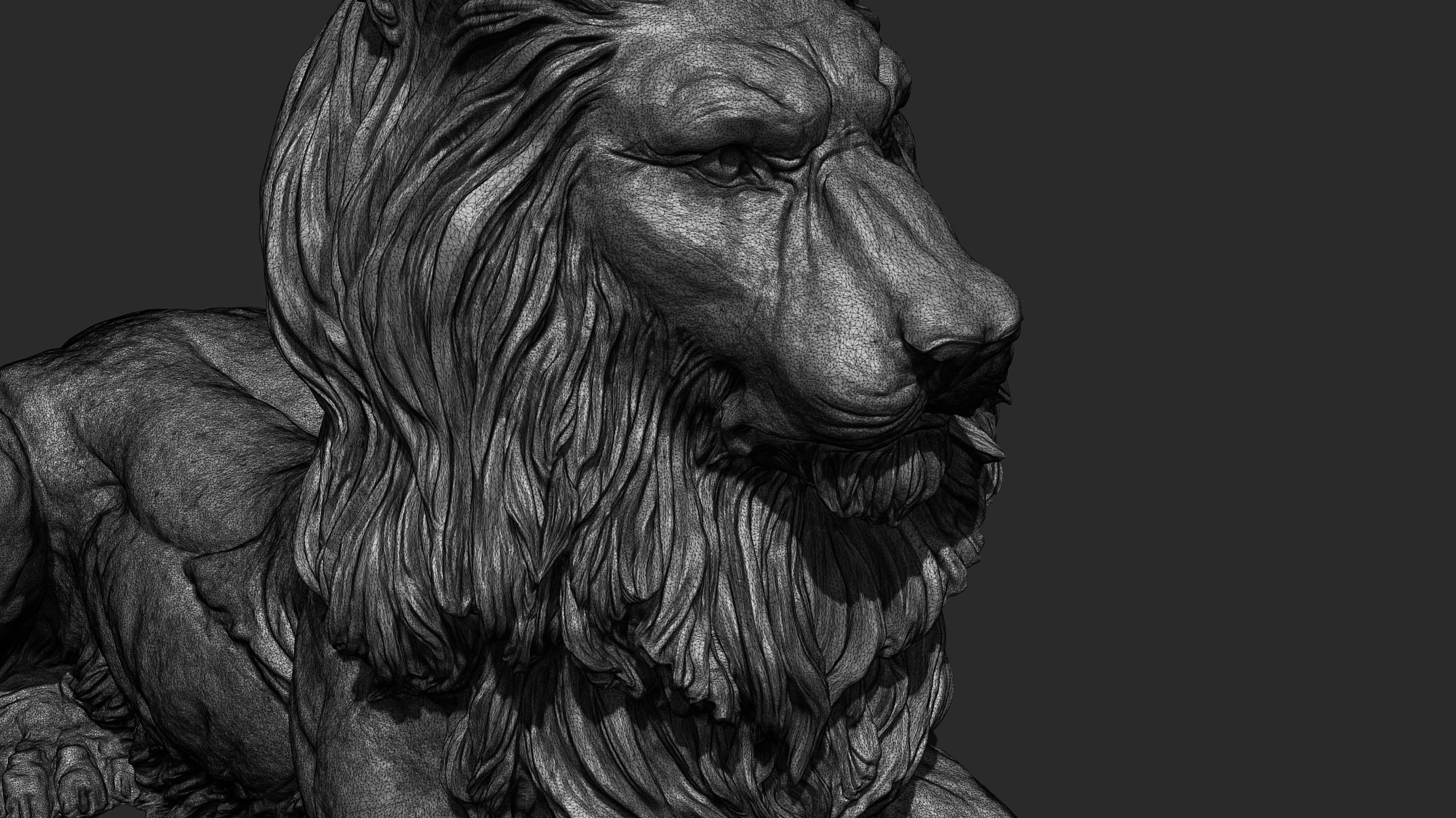 Recumbent Lion Sculpture 3d print model 3D print model_23