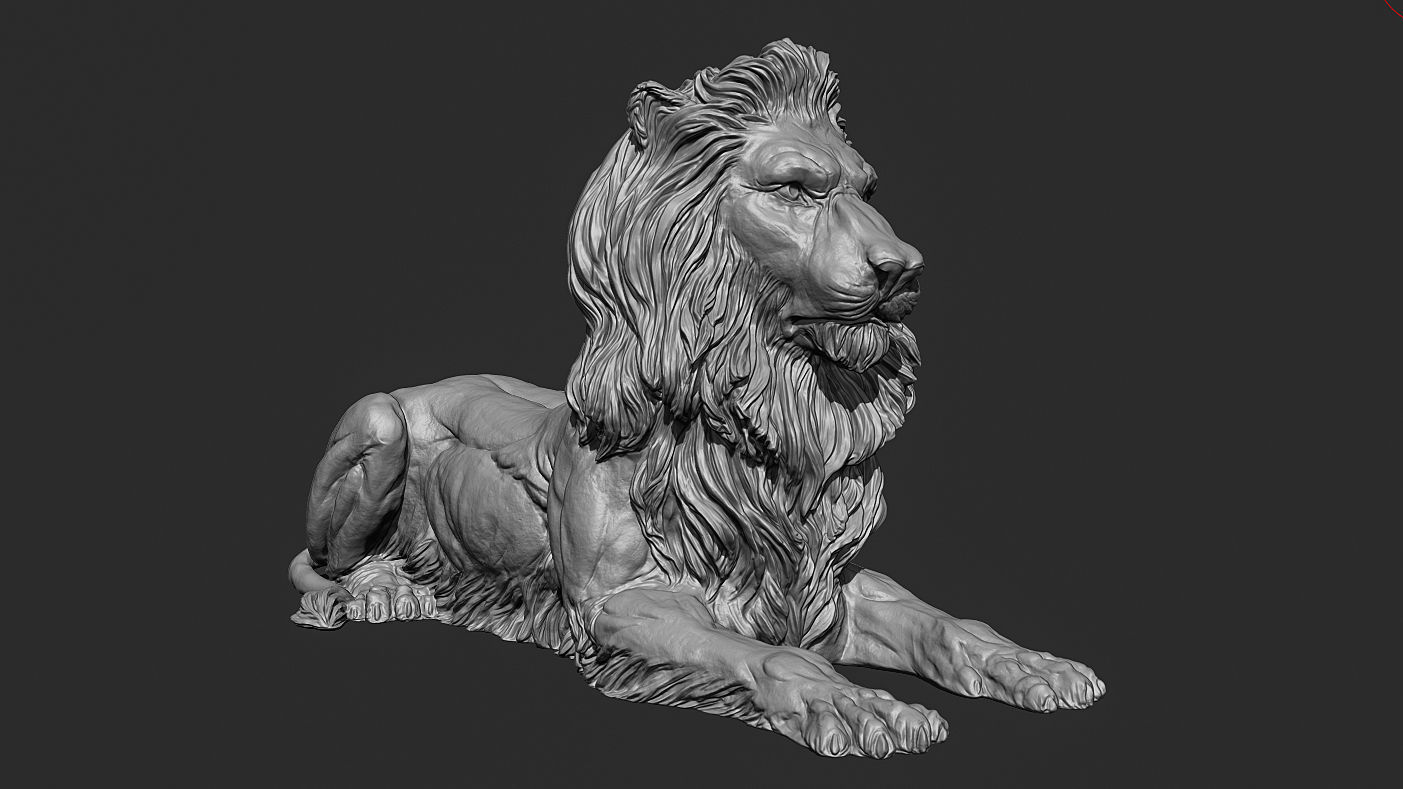 Recumbent Lion Sculpture 3d print model 3D print model_9