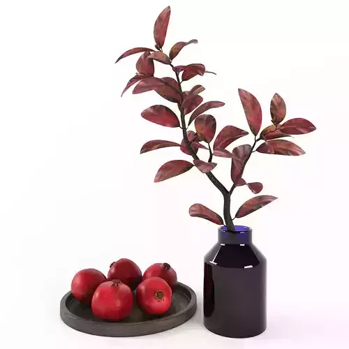 Decorative set with pomegranates