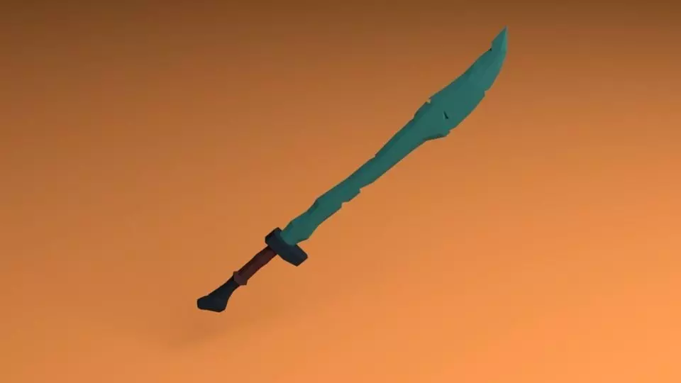 Orcish Jade Sword Low-poly 3D model_0