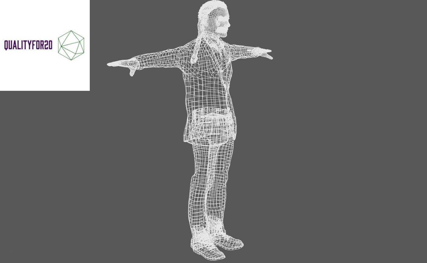 Man with long Hair 3D model_6