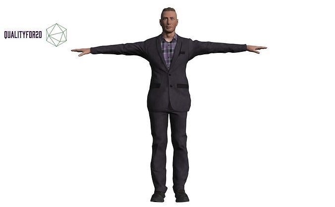 Man with long Hair  3D model