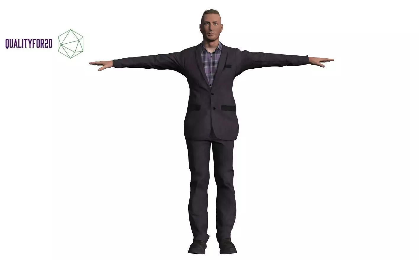 Man with long Hair 3D model_0