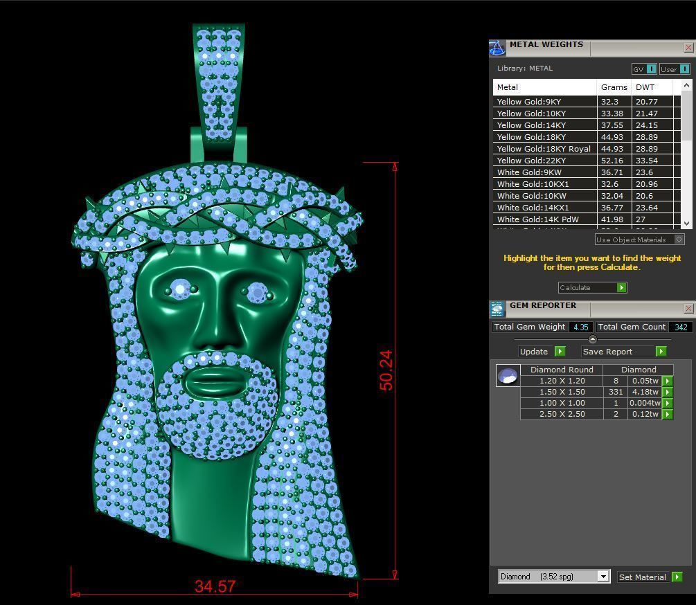 Jesus face pendant  3D print model_4