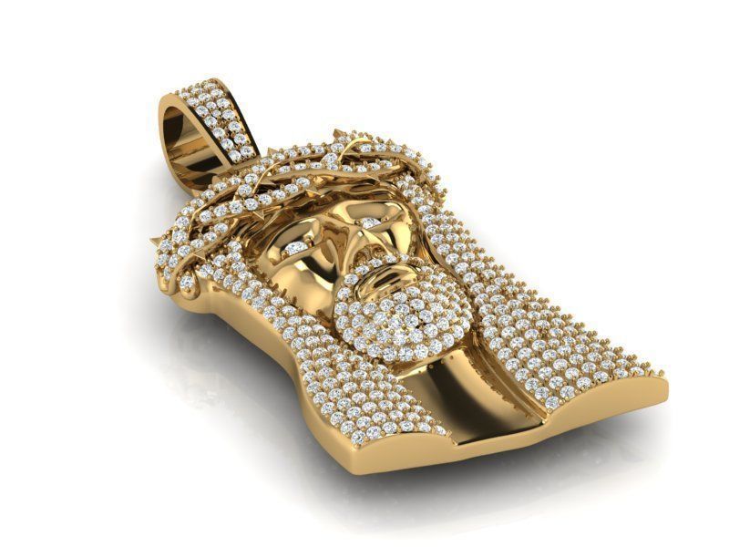 Jesus face pendant  3D print model_1