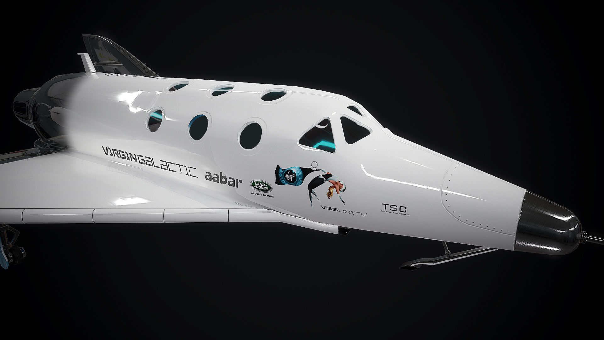 Virgin galactic spaceship Low-poly 3D model_2