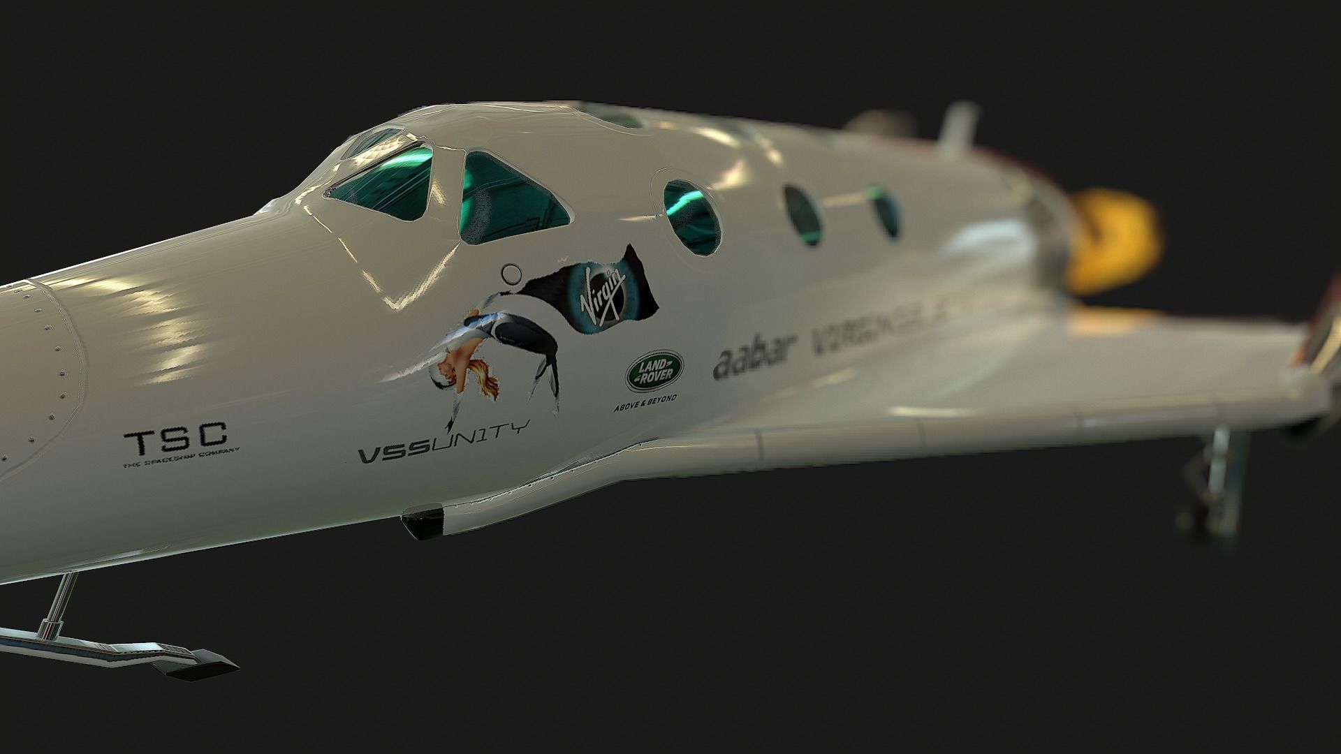 Virgin galactic spaceship Low-poly 3D model_30