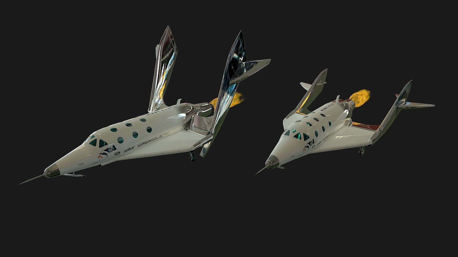 Virgin galactic spaceship Low-poly 3D model_28