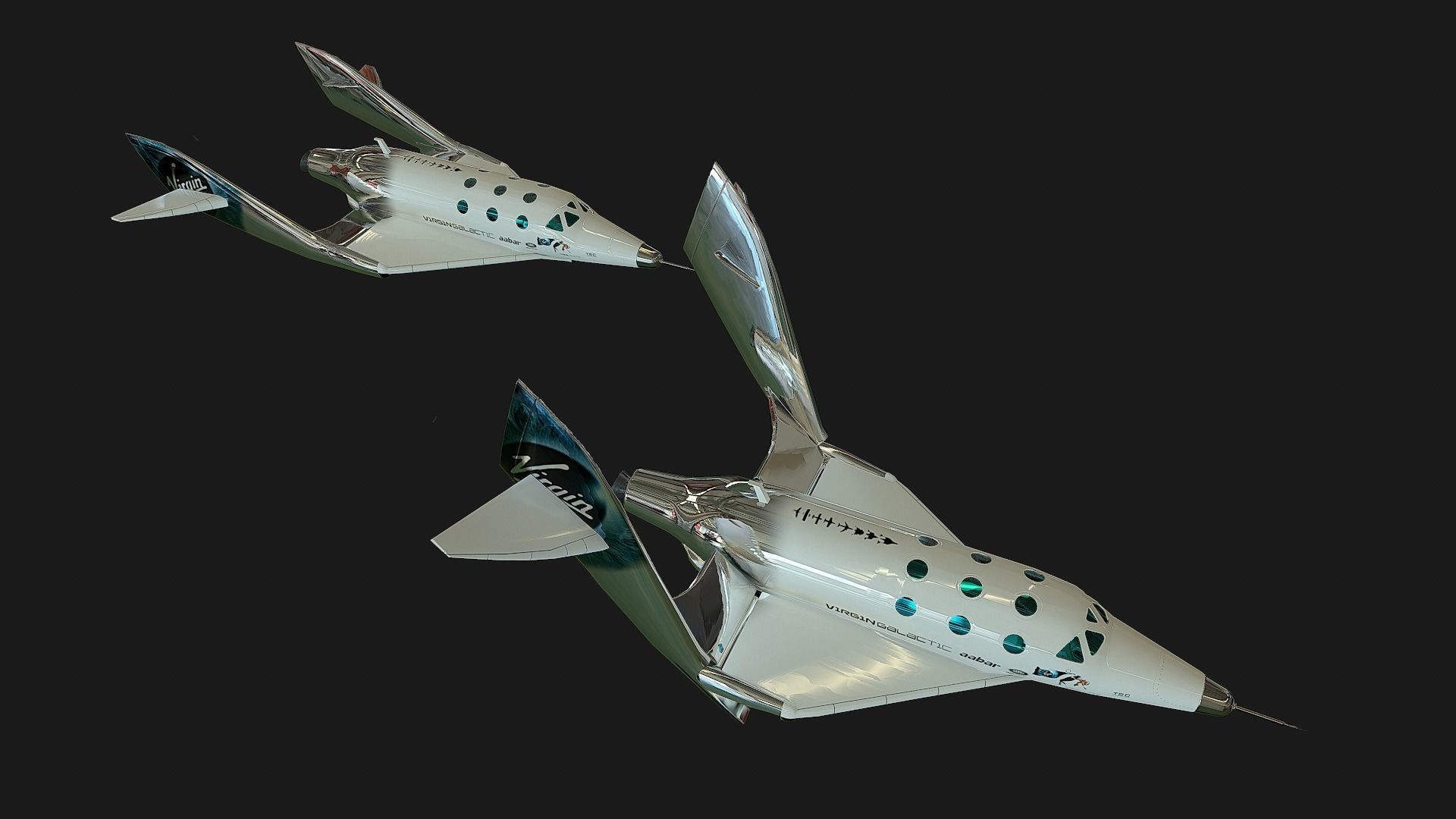 Virgin galactic spaceship Low-poly 3D model_33