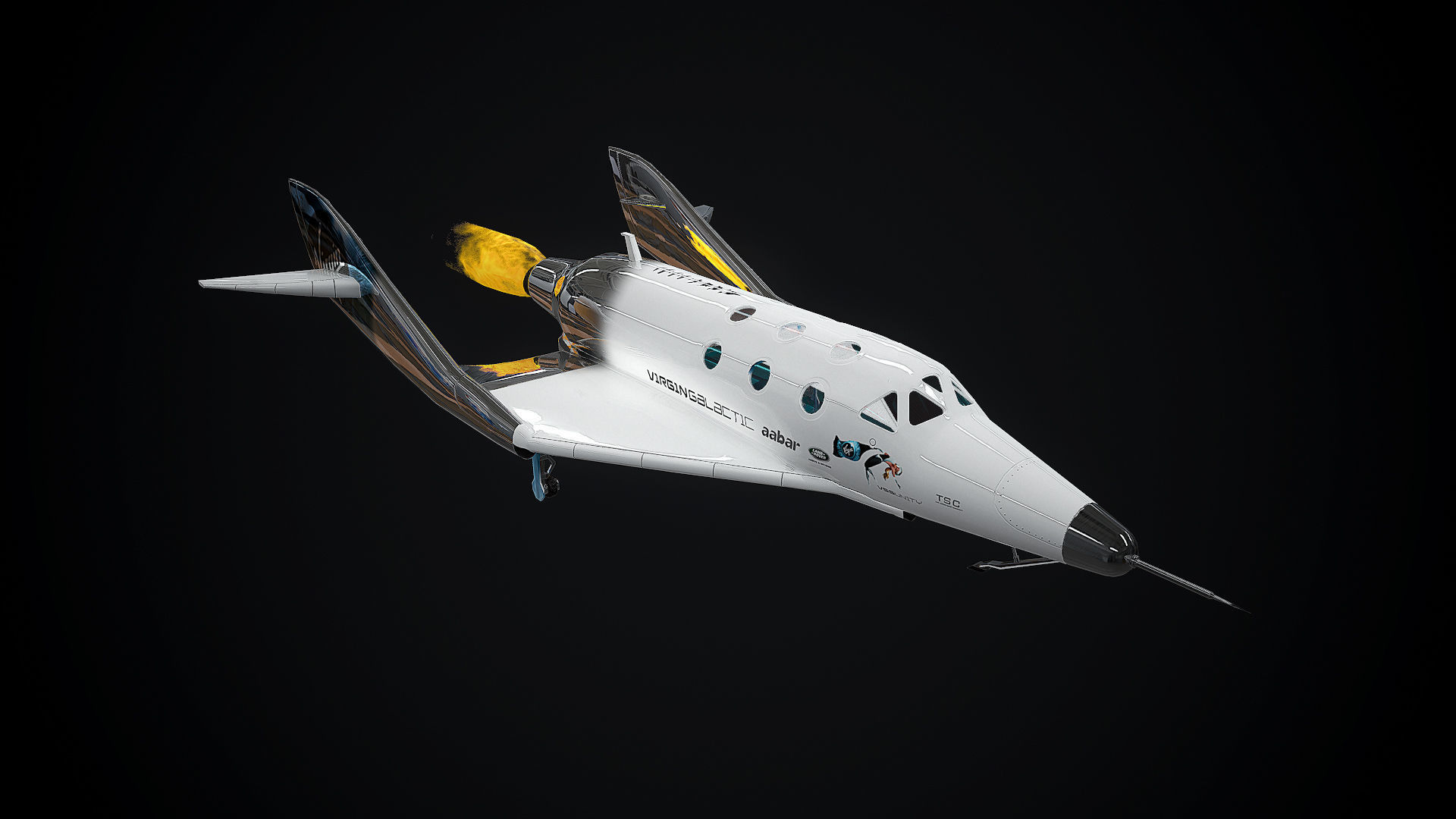 Virgin galactic spaceship Low-poly 3D model_7