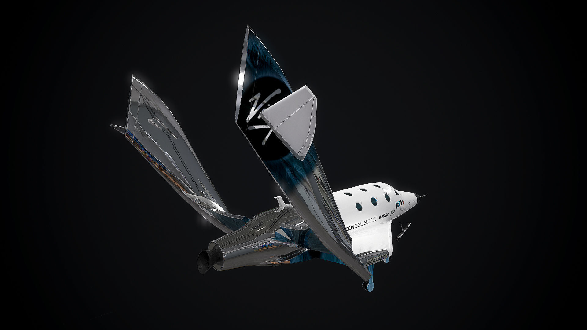 Virgin galactic spaceship Low-poly 3D model_9
